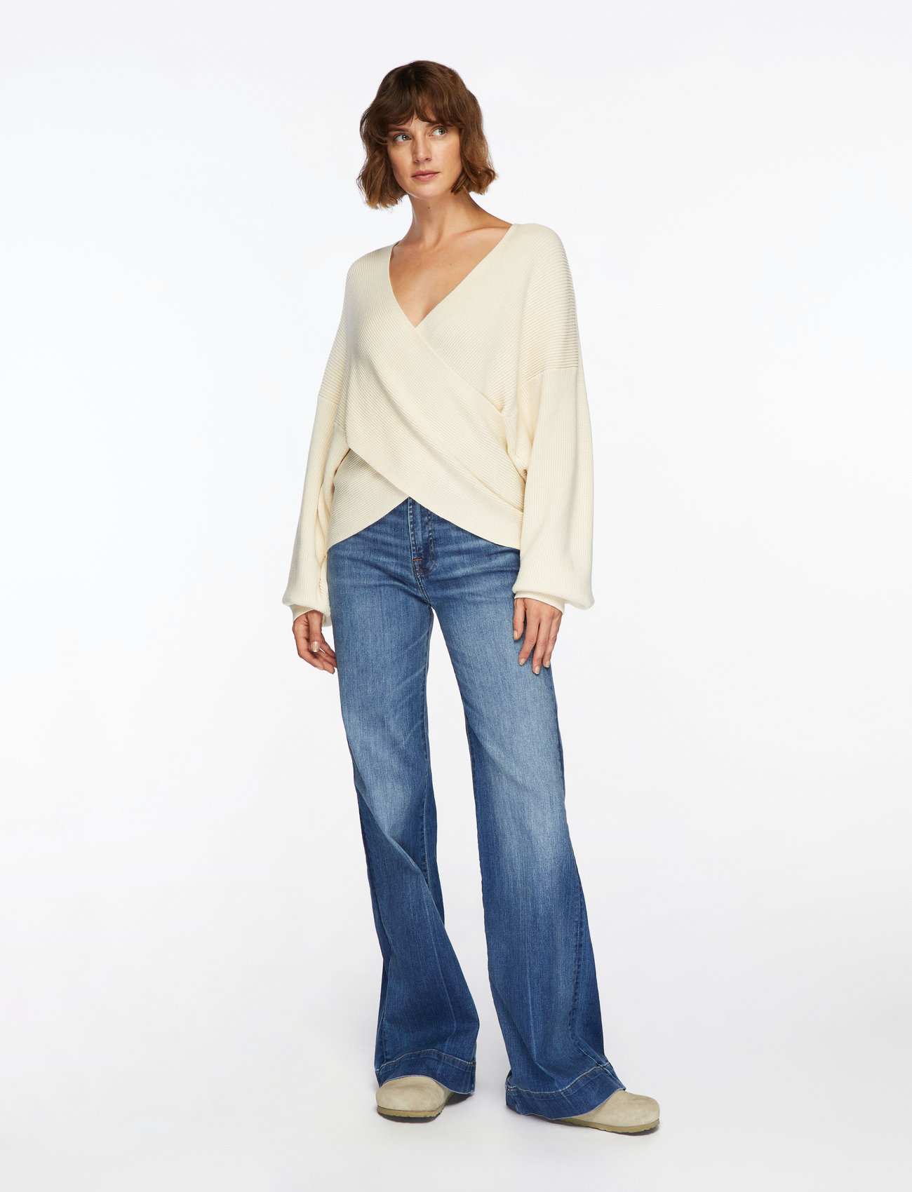 MSCH Copenhagen - MSCHZinelle Rachelle Wrap Pullover - fog melange - 2