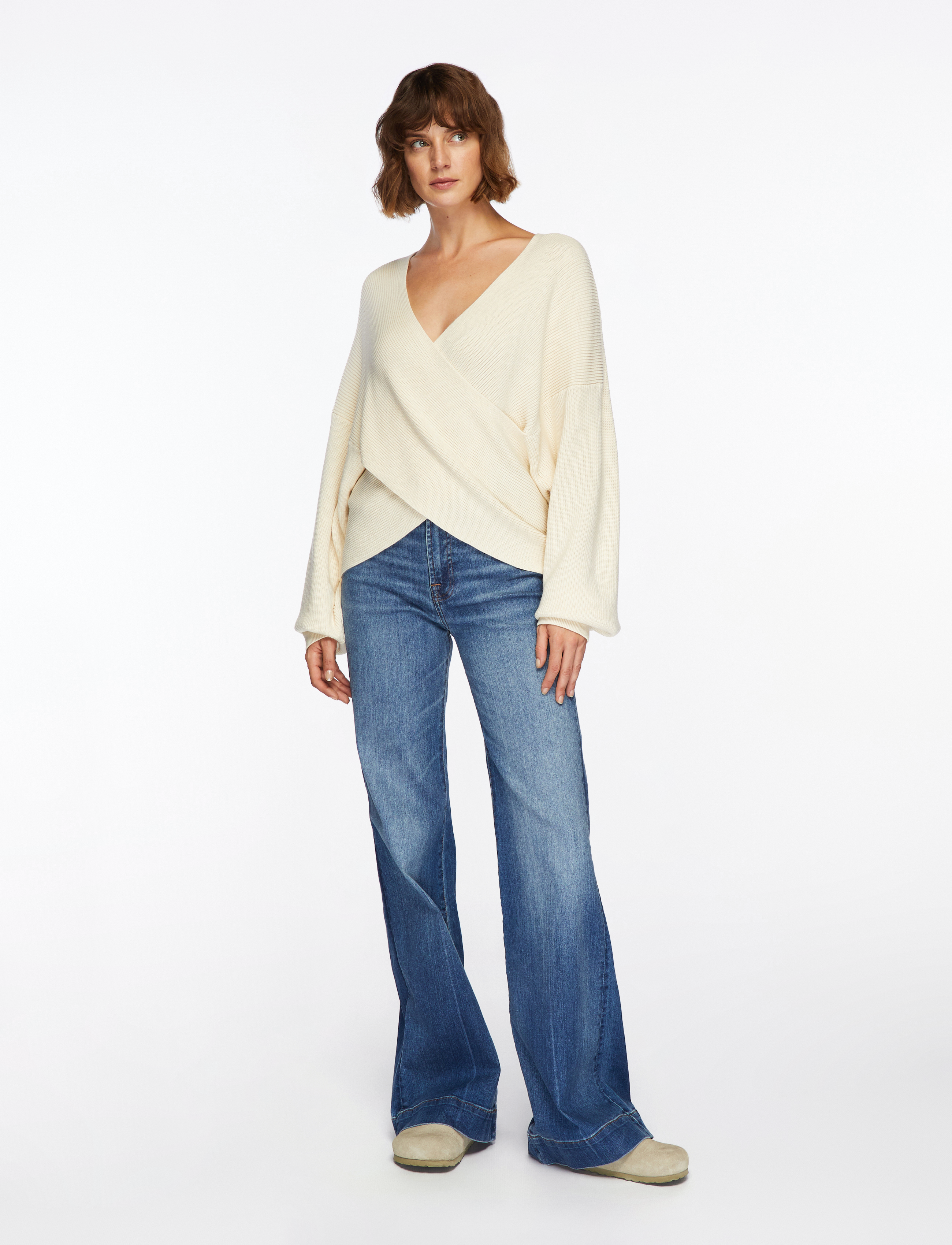 MSCH Copenhagen - MSCHZinelle Rachelle Wrap Pullover - fog melange - 2