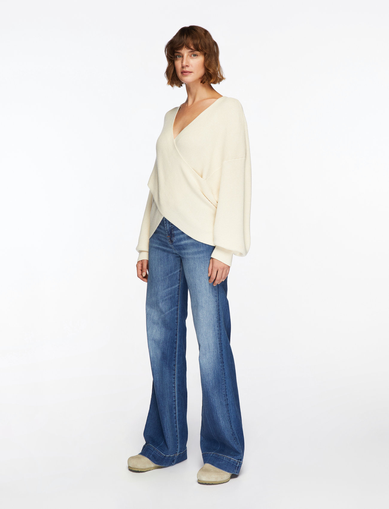 MSCH Copenhagen - MSCHZinelle Rachelle Wrap Pullover - fog melange - 3