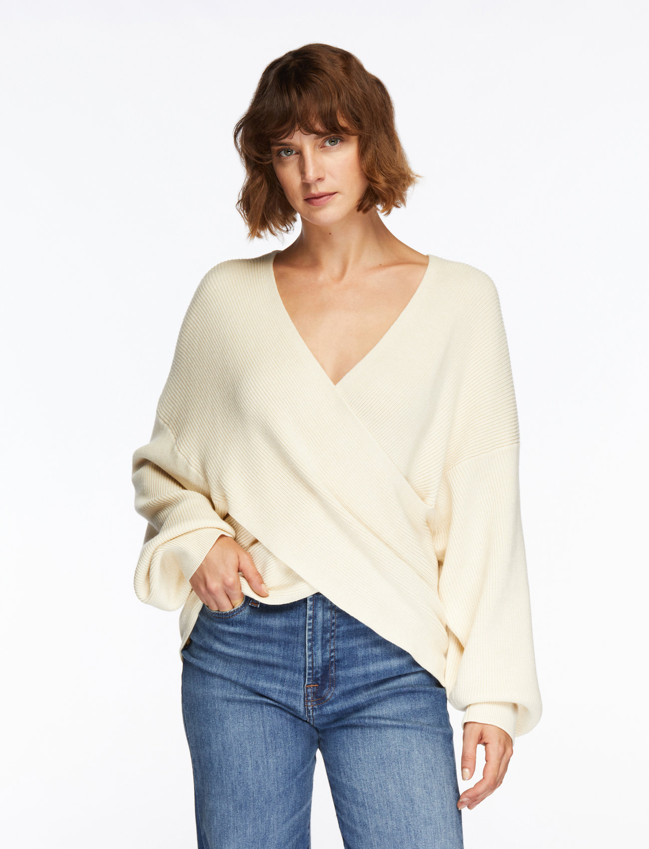 MSCH Copenhagen - MSCHZinelle Rachelle Wrap Pullover - fog melange - 0