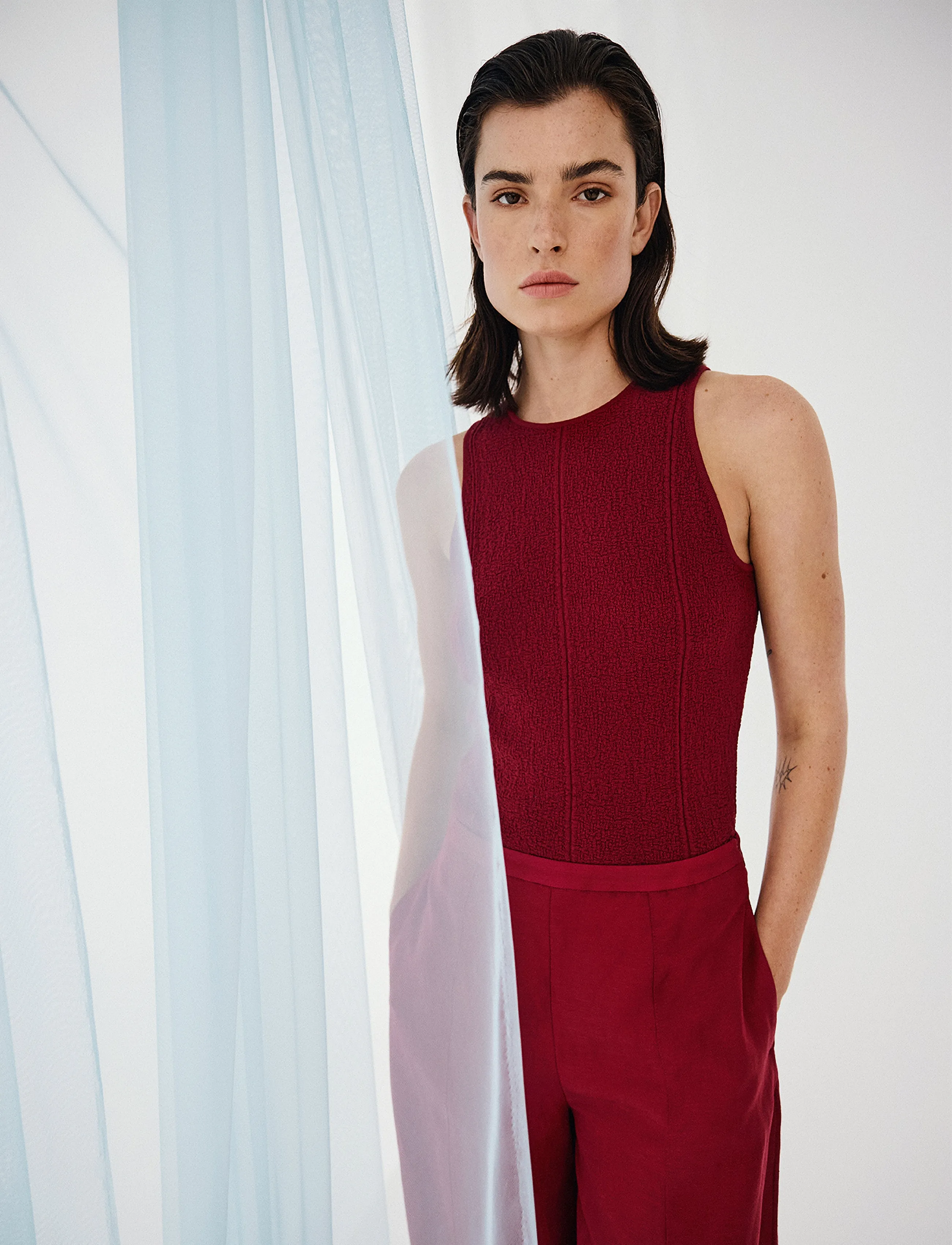 MSCH Copenhagen MSCHCharlitta SL Top - Hihattomat paidat - RHUBARB / red