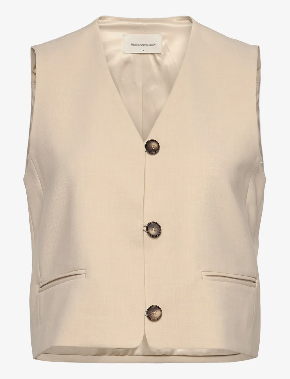 MSCH Copenhagen - MSCHRosina Michelle Short Waistcoat - strikveste - fog mel - 0