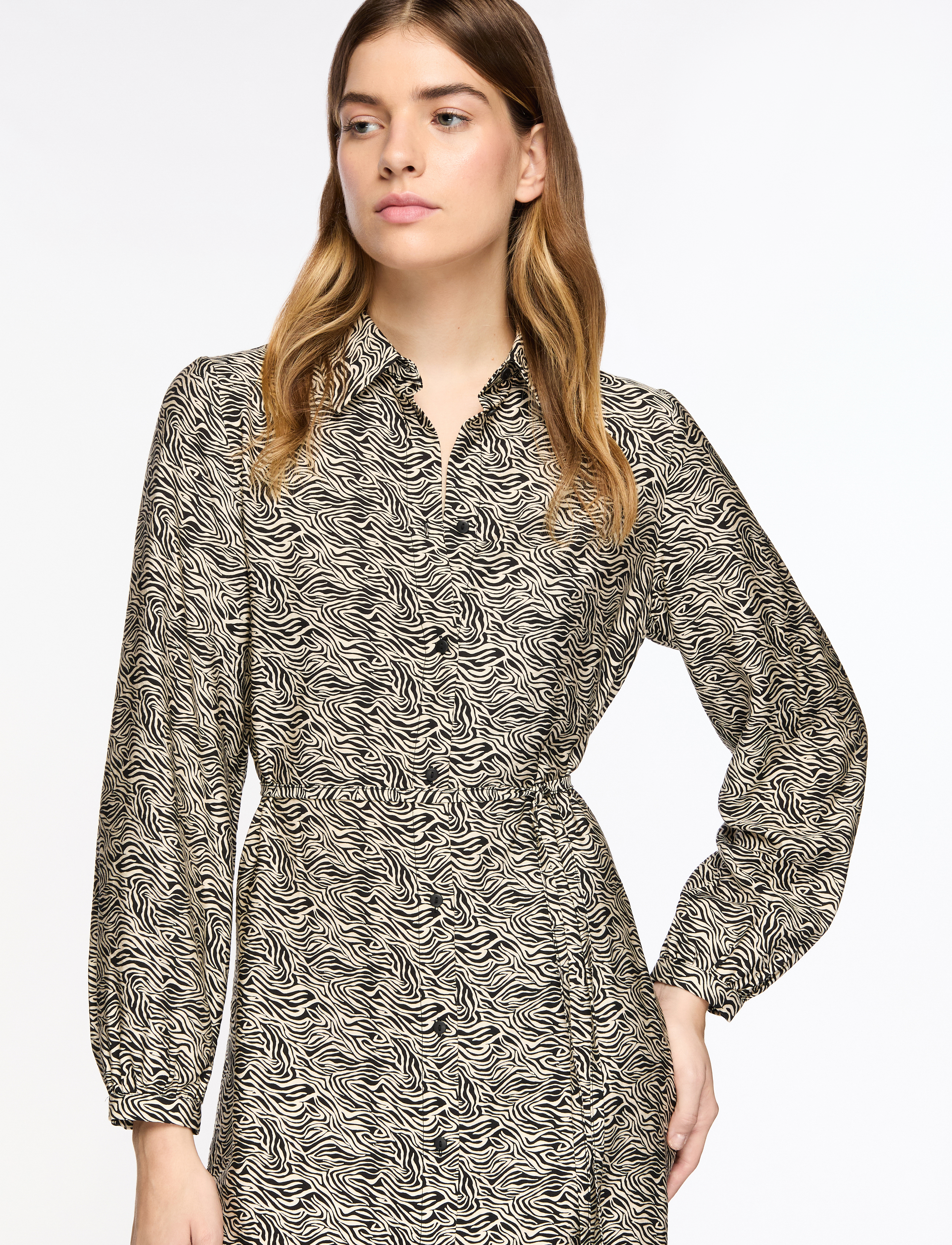 MSCH Copenhagen MSCHCielo Amabella Shirt Dress AOP - Hemdkleider - FOG ABSTRACT / grey