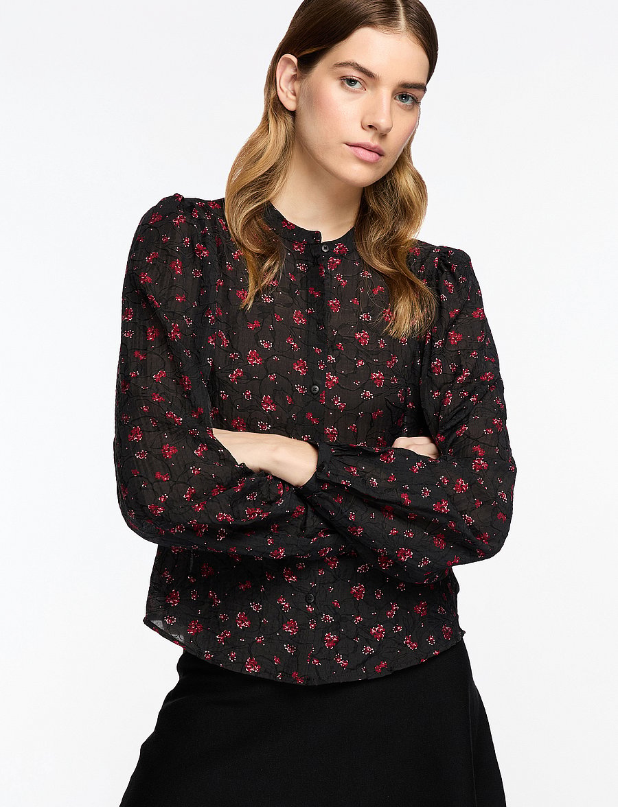 MSCH Copenhagen - MSCHNancy Shirt AOP - langærmede skjorter - syrah flower - 0