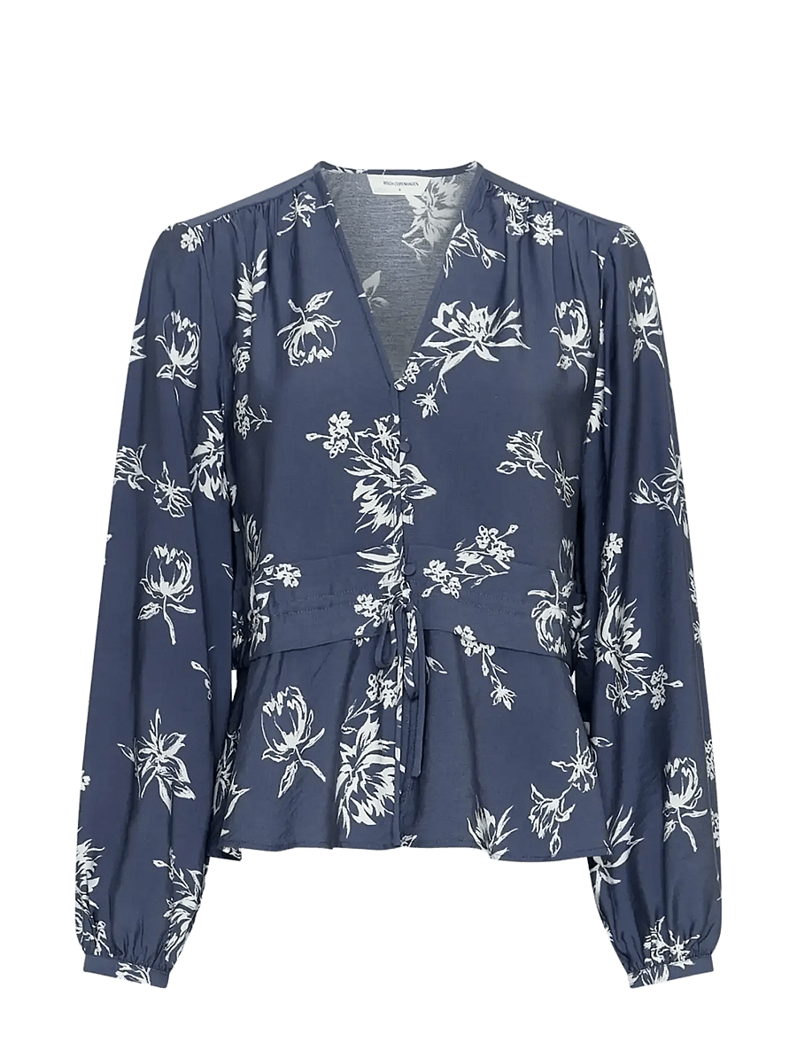 MSCH Copenhagen - MSCHAndena Amabella Shirt AOP - langärmlige blusen - v indigo flower - 1