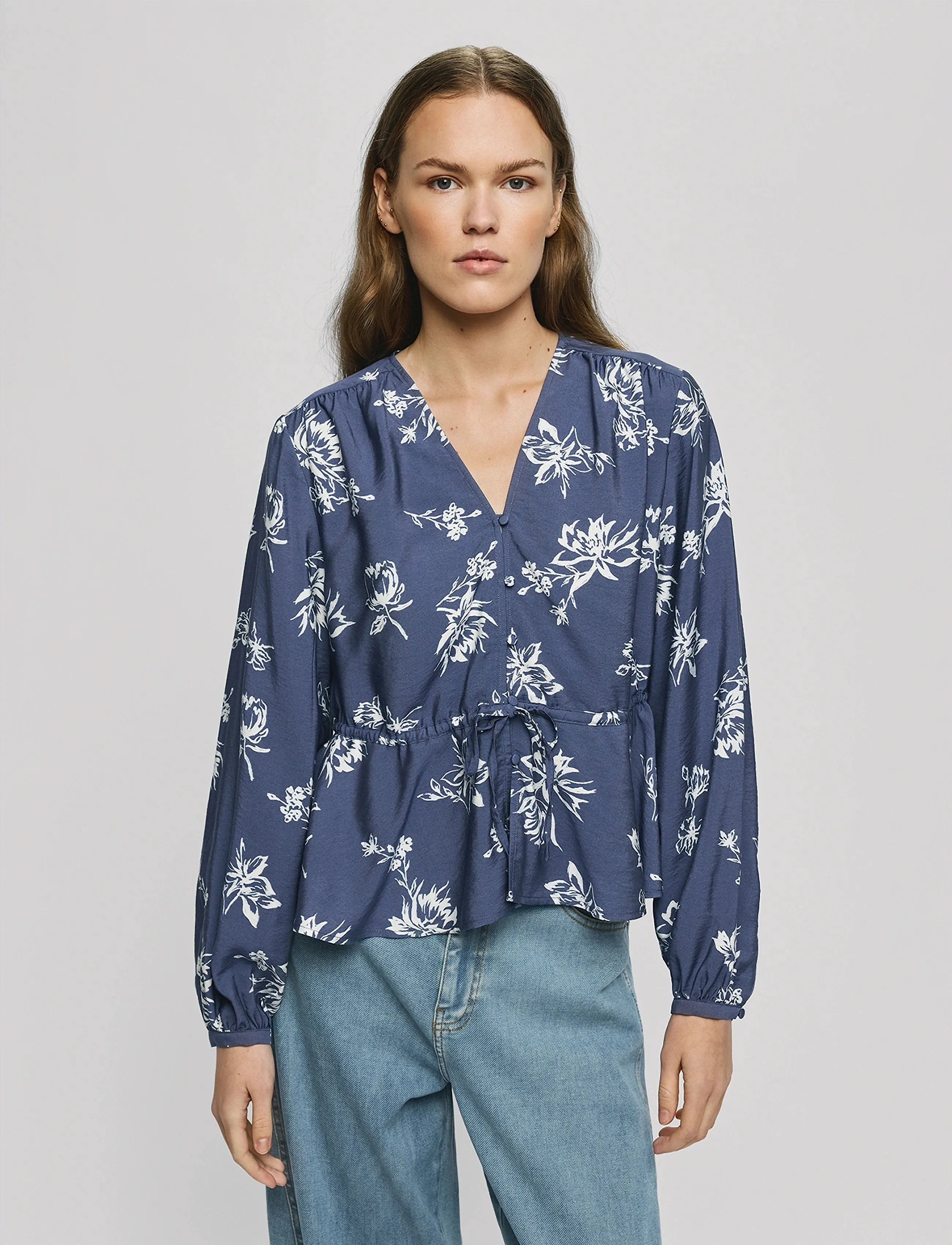 MSCH Copenhagen MSCHAndena Amabella Shirt AOP - Bluser - V INDIGO FLOWER / blue