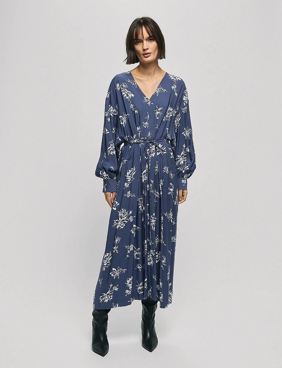 MSCH Copenhagen - MSCHAndena Amabella Dress AOP - party dresses - v indigo flower - 0