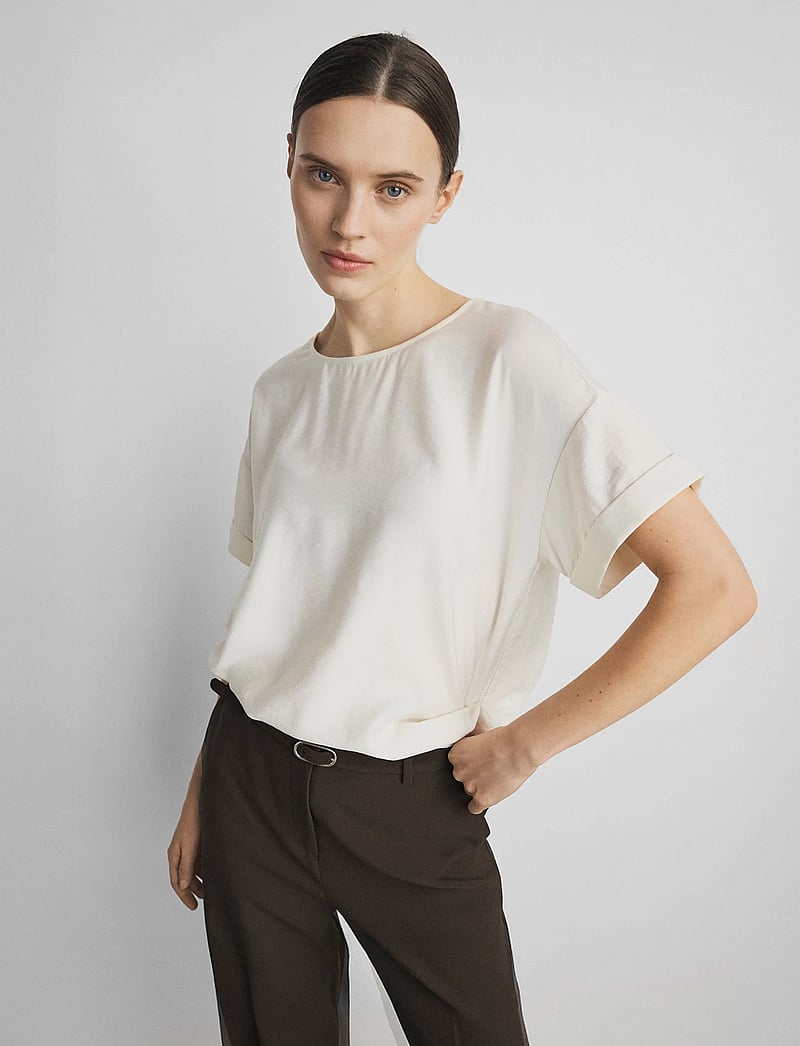MSCH Copenhagen - MSCHBasina Amabella SS Top - t-shirts - egret - 0