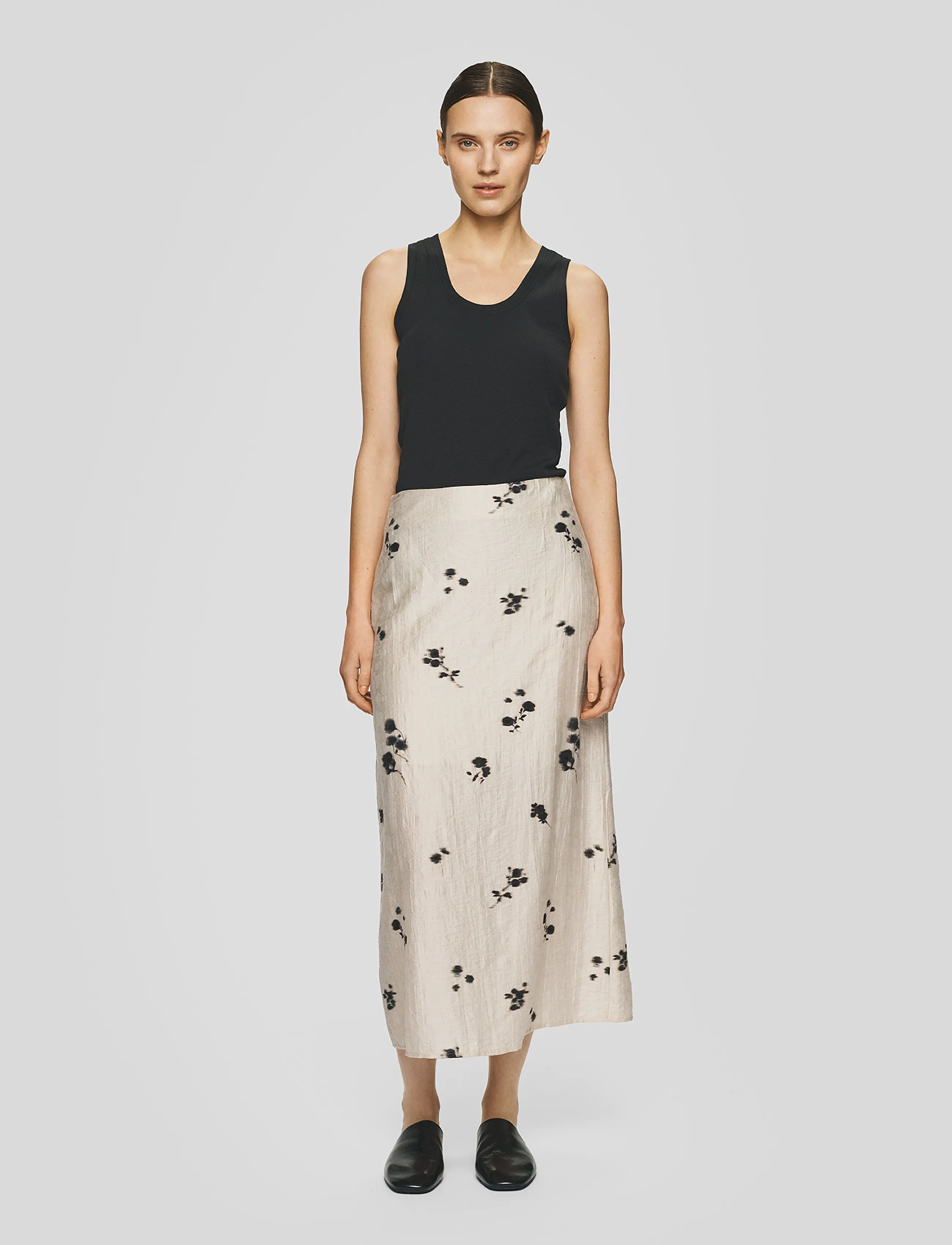 MSCH Copenhagen MSCHRianne Skirt AOP - Vidutinio ilgio sijonai - OATMEAL FLOWER / cream