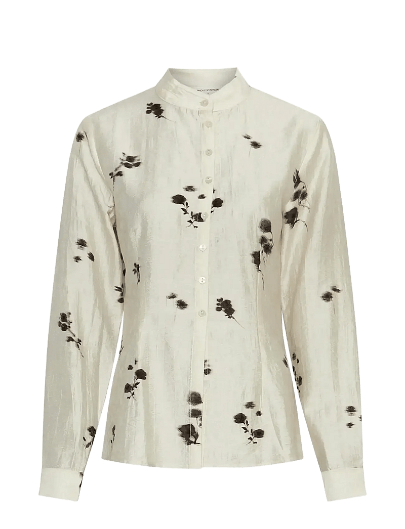 MSCH Copenhagen - MSCHRianne Shirt AOP - pikkade varrukatega särgid - oatmeal flower - 0