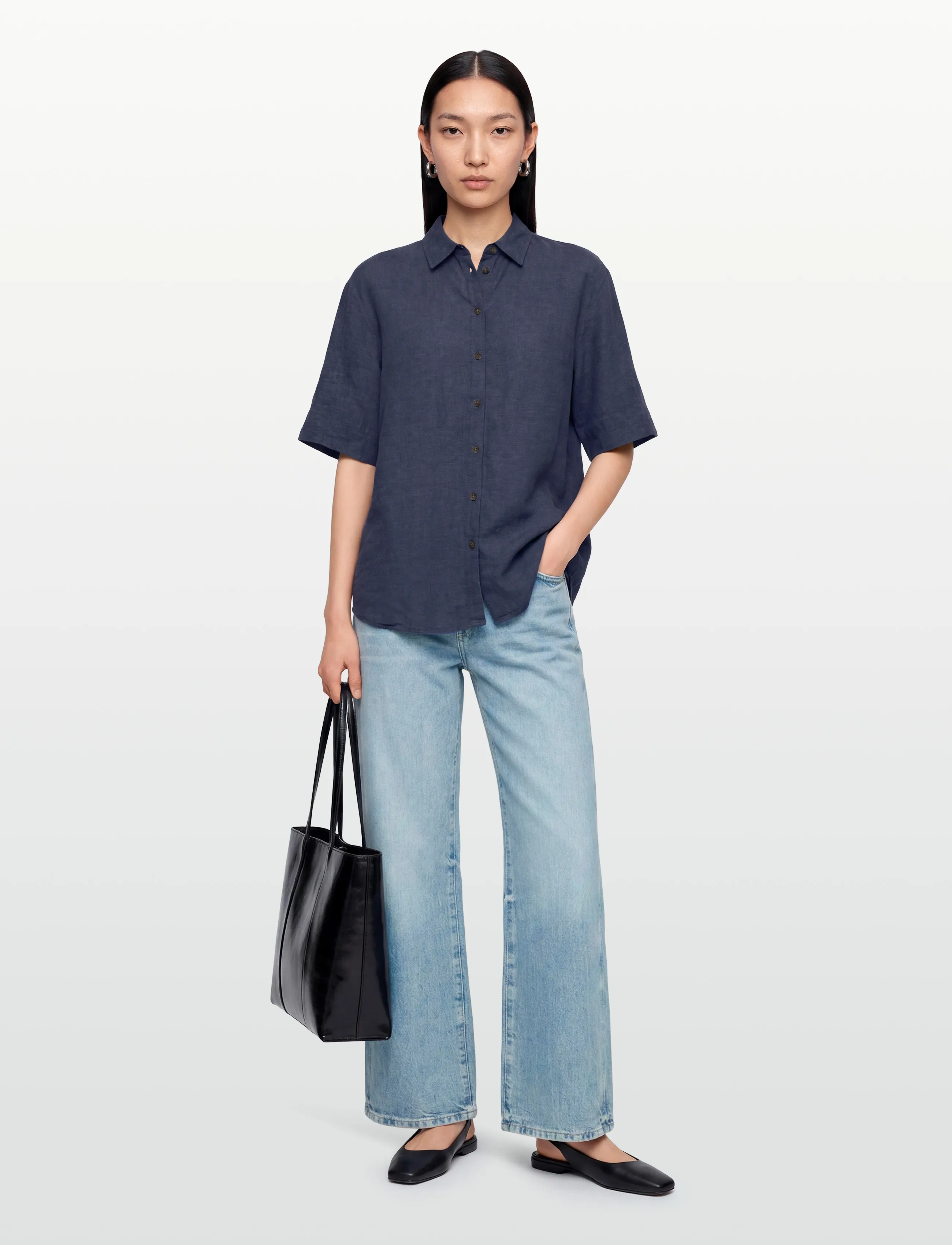 MSCH Copenhagen MSCHViana Ginia 3/4 Shirt - Linased särgid - V INDIGO MEL / navy