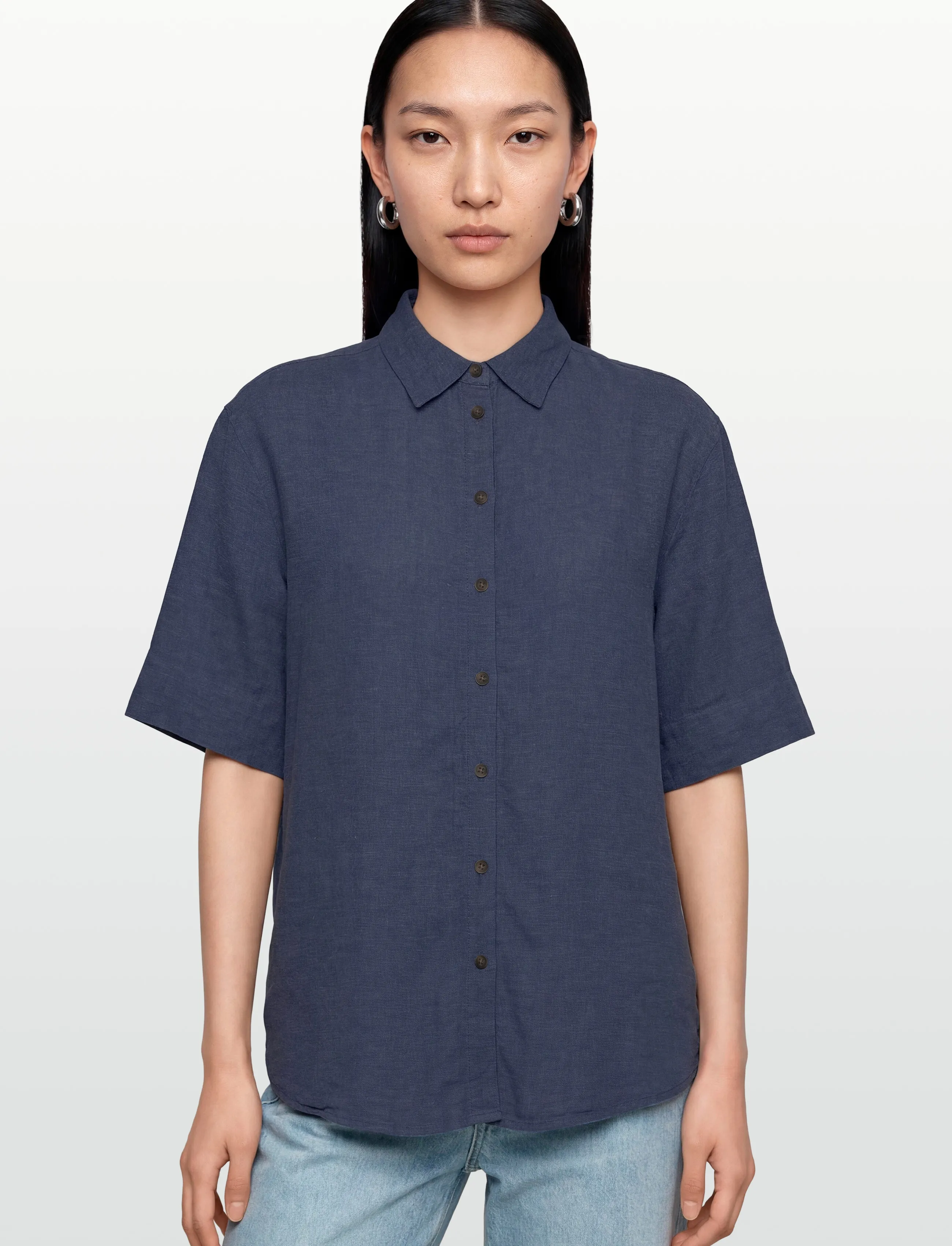 MSCH Copenhagen - MSCHViana Ginia 3/4 Shirt - linen shirts - v indigo mel - 3