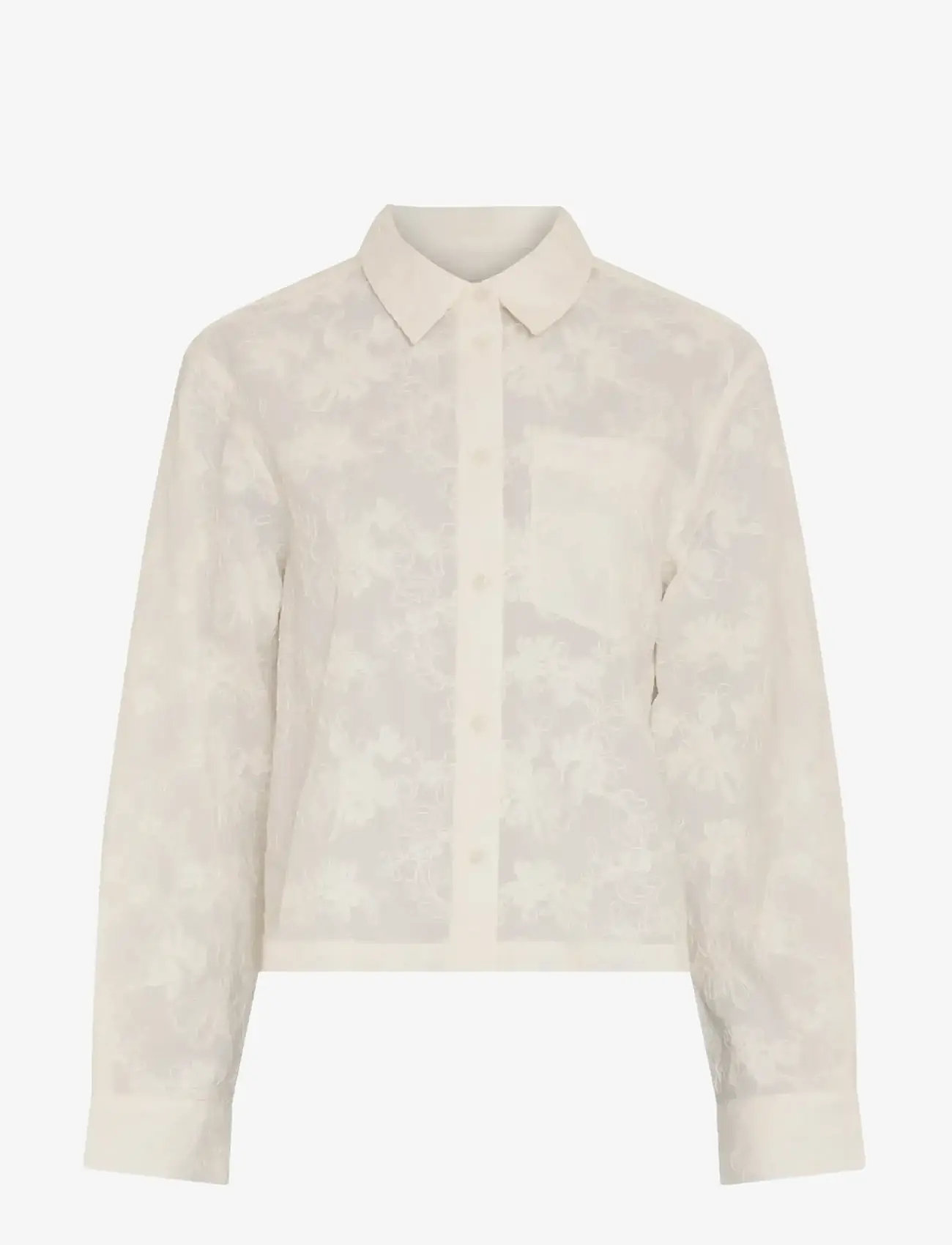 MSCH Copenhagen - MSCHSylvia Shirt EMB - long-sleeved shirts - egret - 0