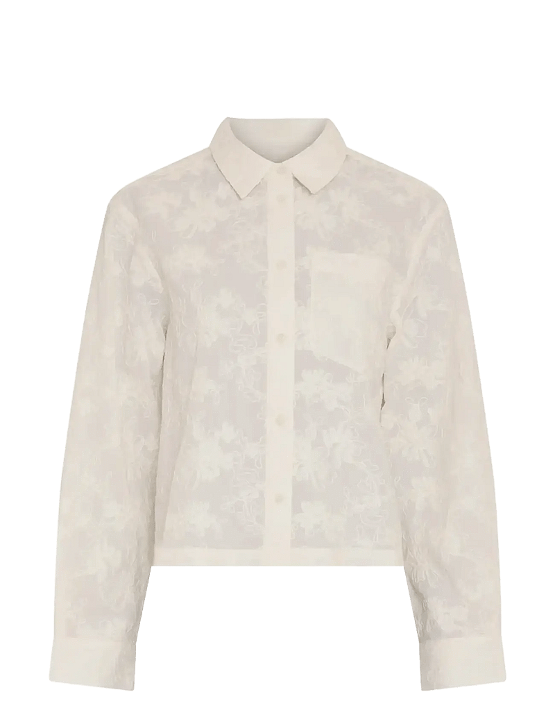MSCH Copenhagen - MSCHSylvia Shirt EMB - long-sleeved shirts - egret - 0