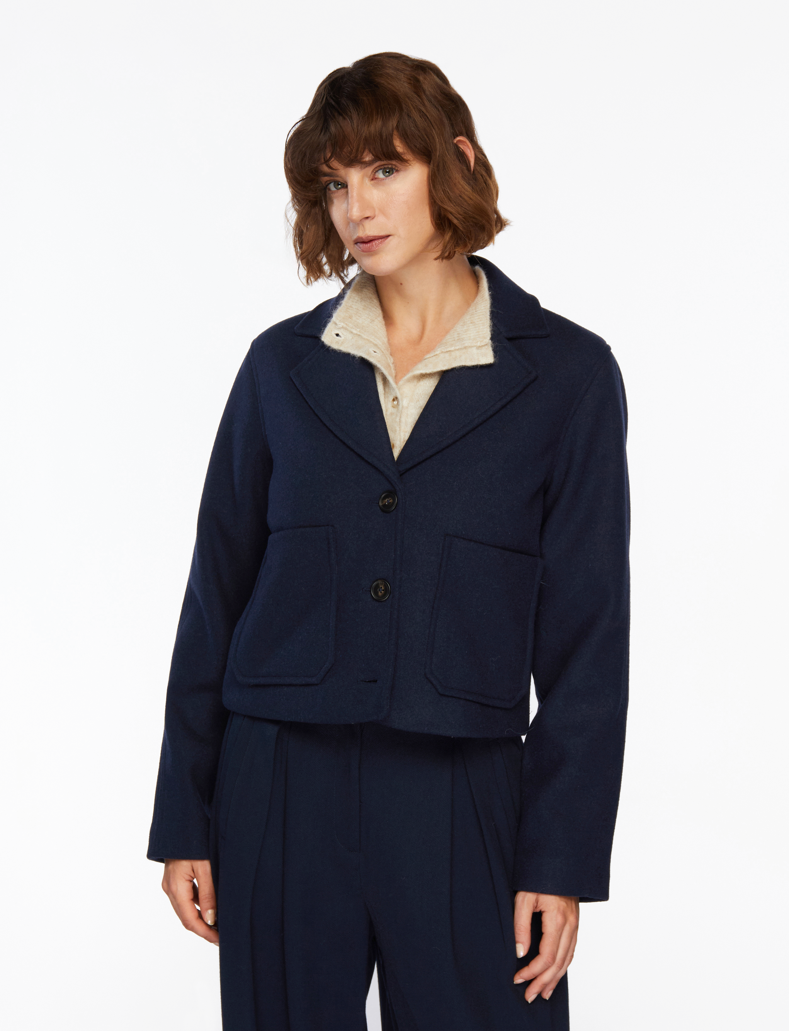 MSCH Copenhagen MSCHKeola Secilia Wool Short Jacket - Tøj - SKY CAPTAIN / navy