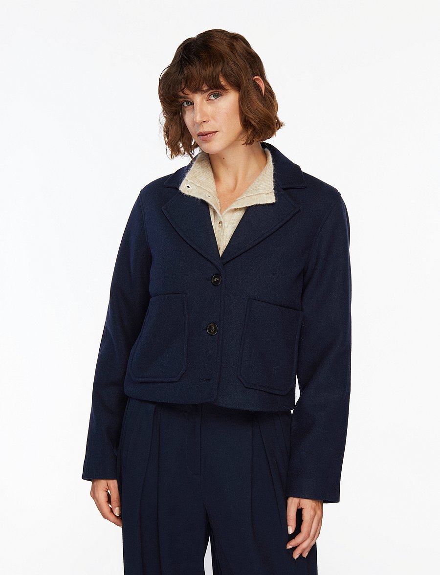 MSCH Copenhagen - MSCHKeola Secilia Wool Short Jacket - vilnas mēteļi - sky captain - 0