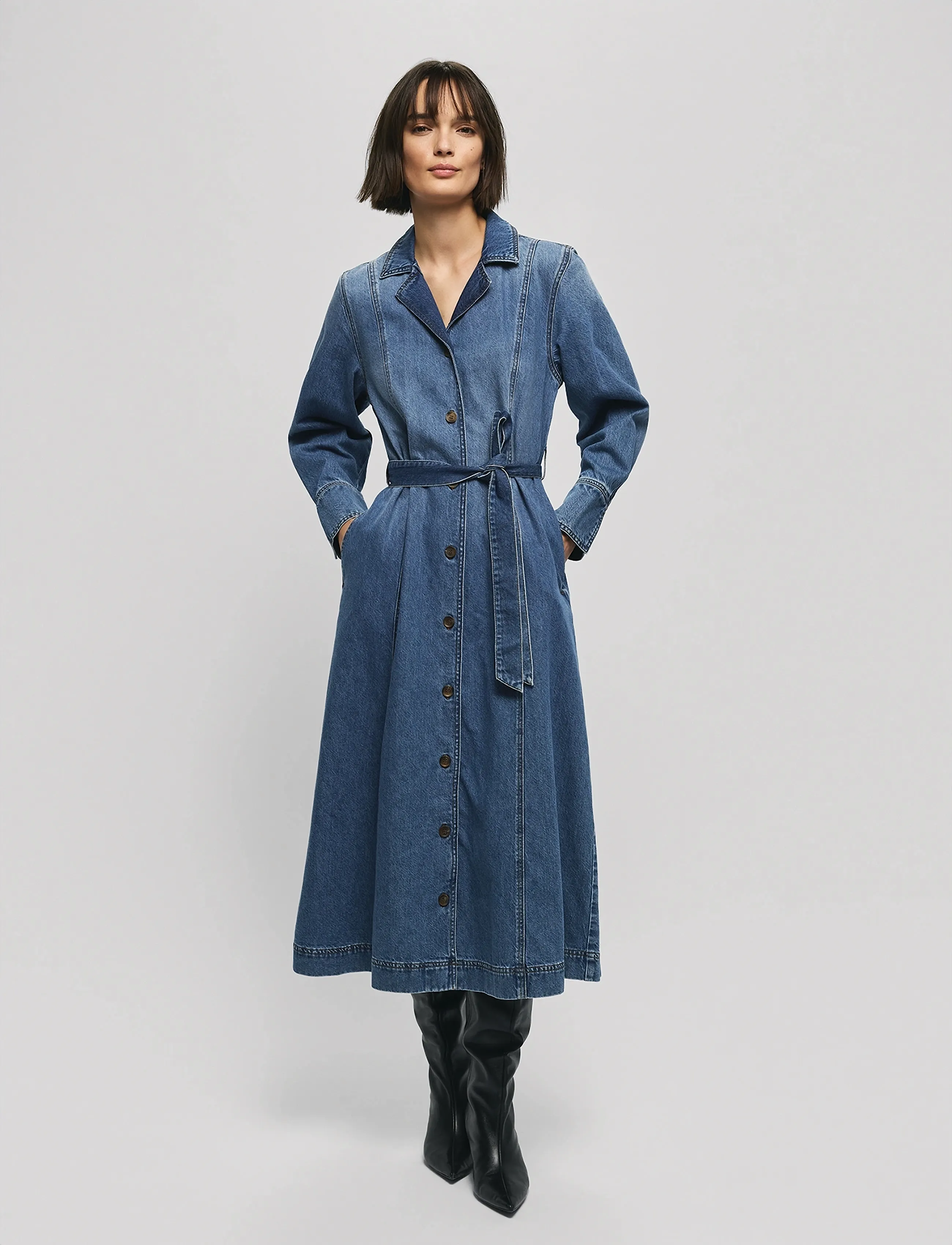 MSCH Copenhagen MSCHTuro Alena Shirt Dress - Skjortekjoler - MID BLUE WASH / blue