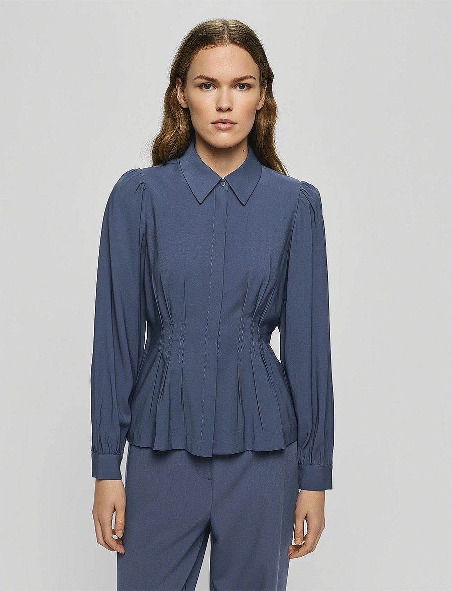 MSCH Copenhagen - MSCHElsa Asana Shirt - long-sleeved shirts - vintage indigo - 0