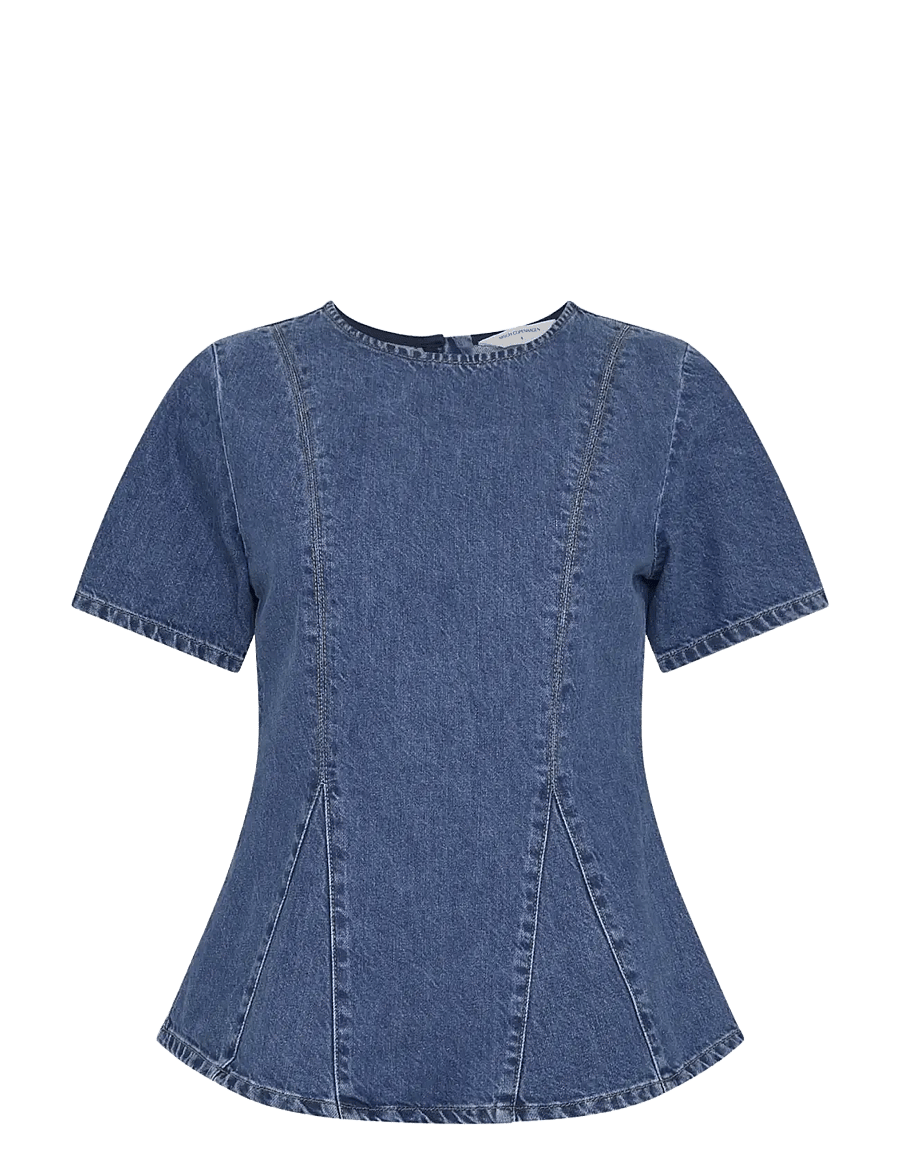 MSCH Copenhagen - MSCHTurig Alena SS Top - denim shirts - mid blue wash - 1