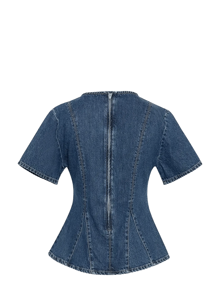 MSCH Copenhagen - MSCHTurig Alena SS Top - denim shirts - mid blue wash - 2