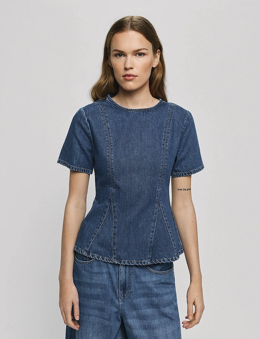 MSCH Copenhagen - MSCHTurig Alena SS Top - denim shirts - mid blue wash - 0
