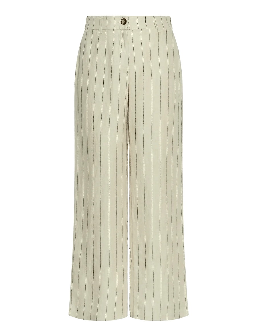 MSCH Copenhagen - MSCHClaritte Pants STP - linen trousers - bleach sand/blk - 0