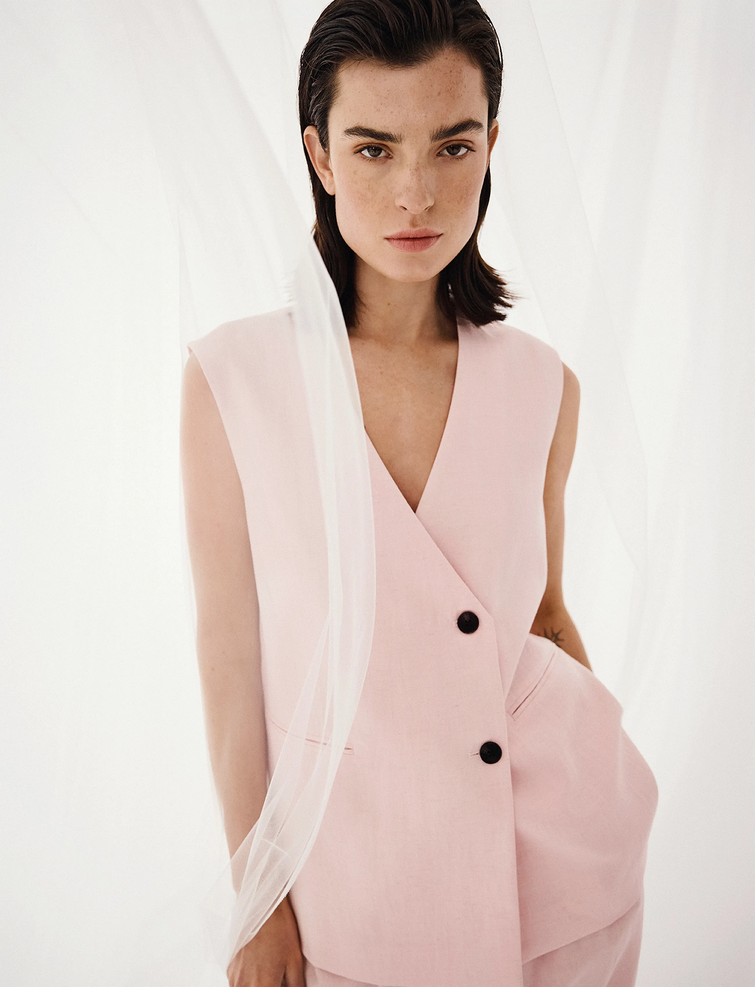MSCH Copenhagen Mschfranciska Waistcoat, Kvinder, Dobbeltradet Vest, Pink, Str: XL