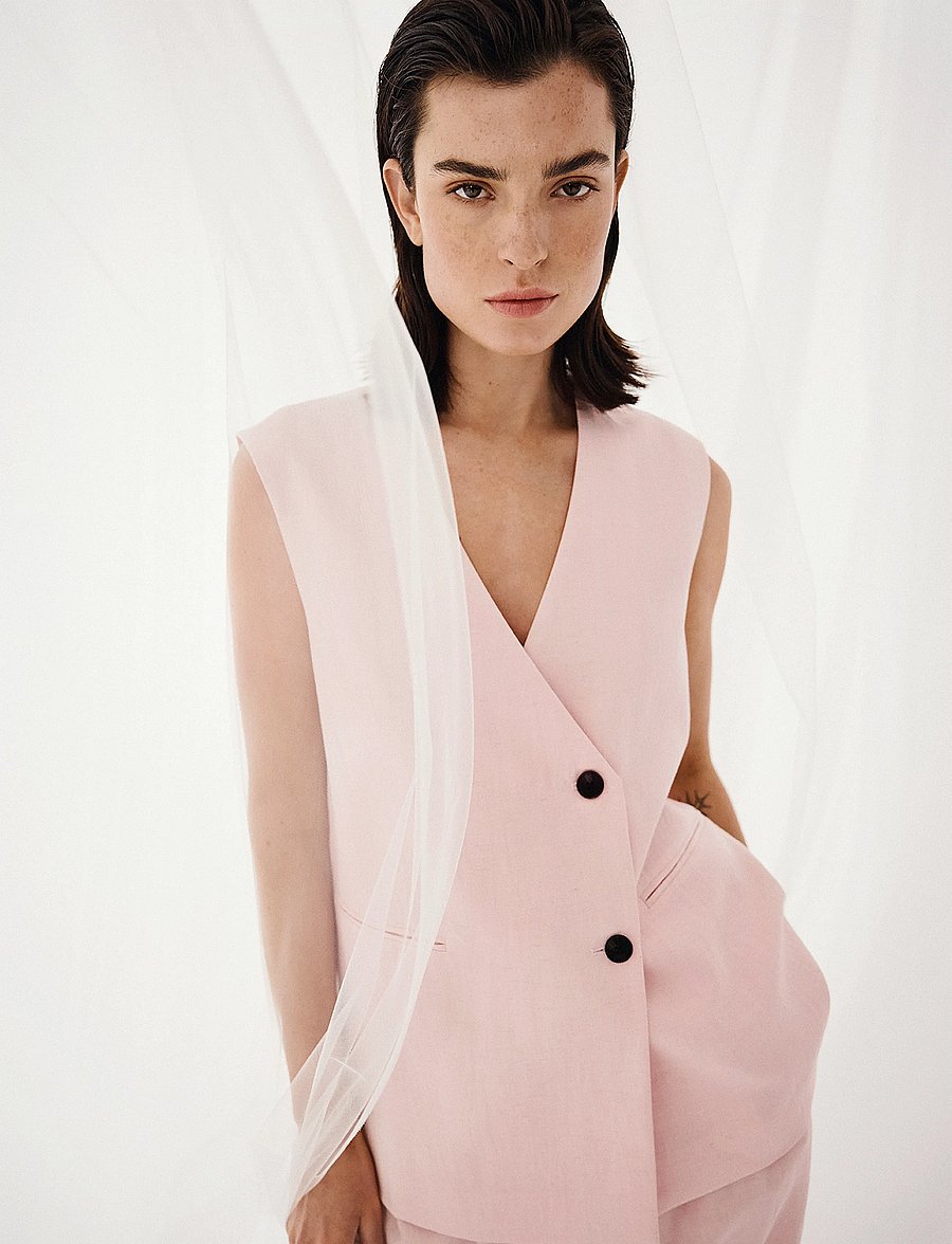 MSCH Copenhagen - MSCHFranciska Waistcoat - linnen - lotus melange - 0