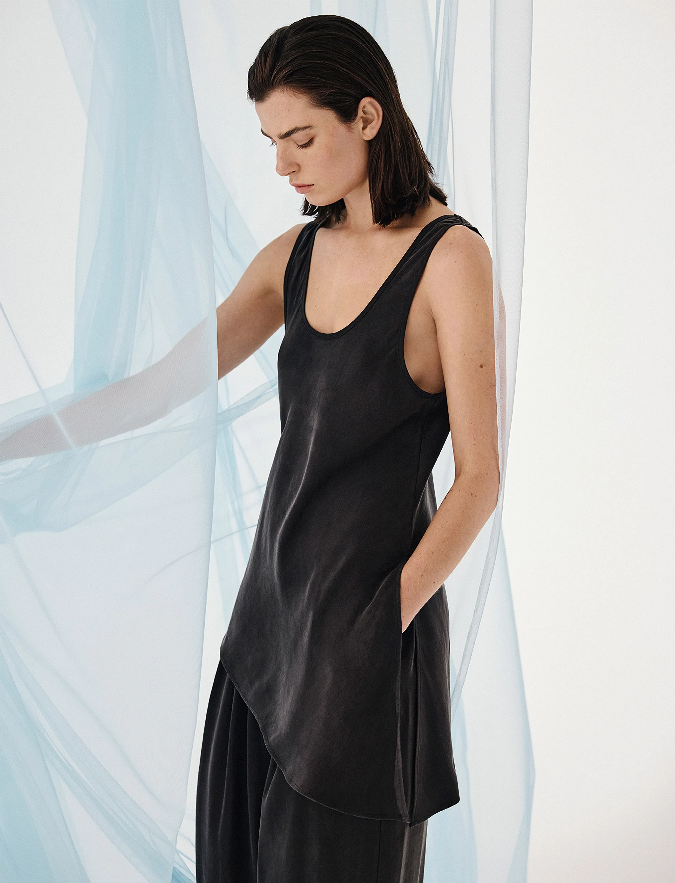 MSCH Copenhagen Mschmolie Top, Kvinder, Asymmetrisk Top, Sort, Str: XL