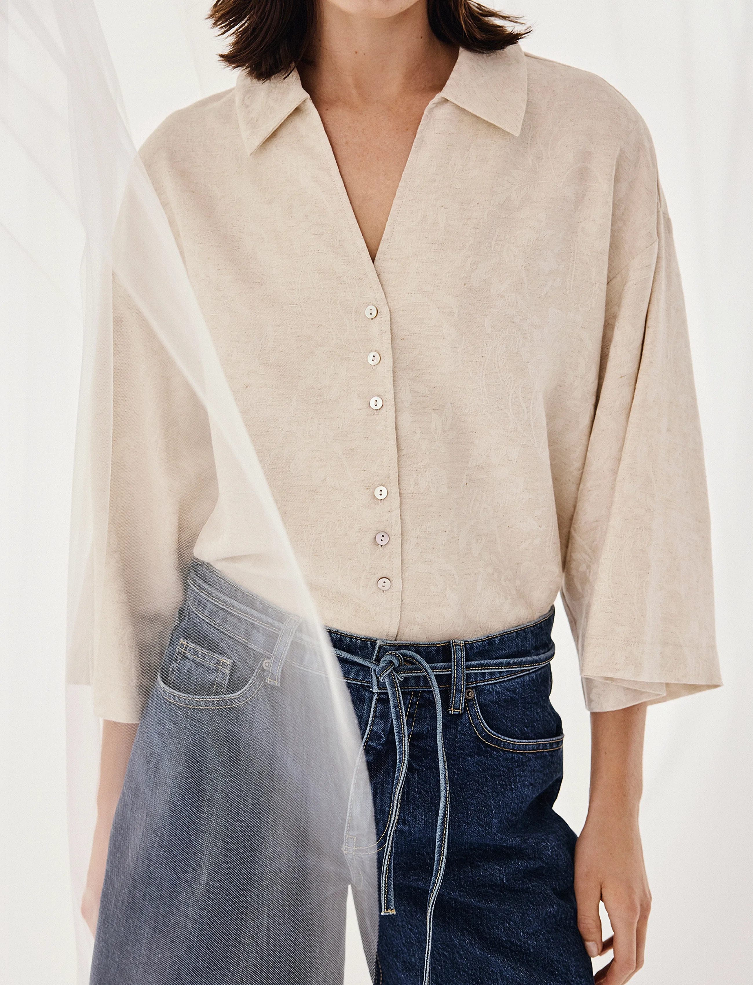 MSCH Copenhagen - MSCHCatheryna 3/4 Shirt - kortärmade skjortor - sand melange - 3