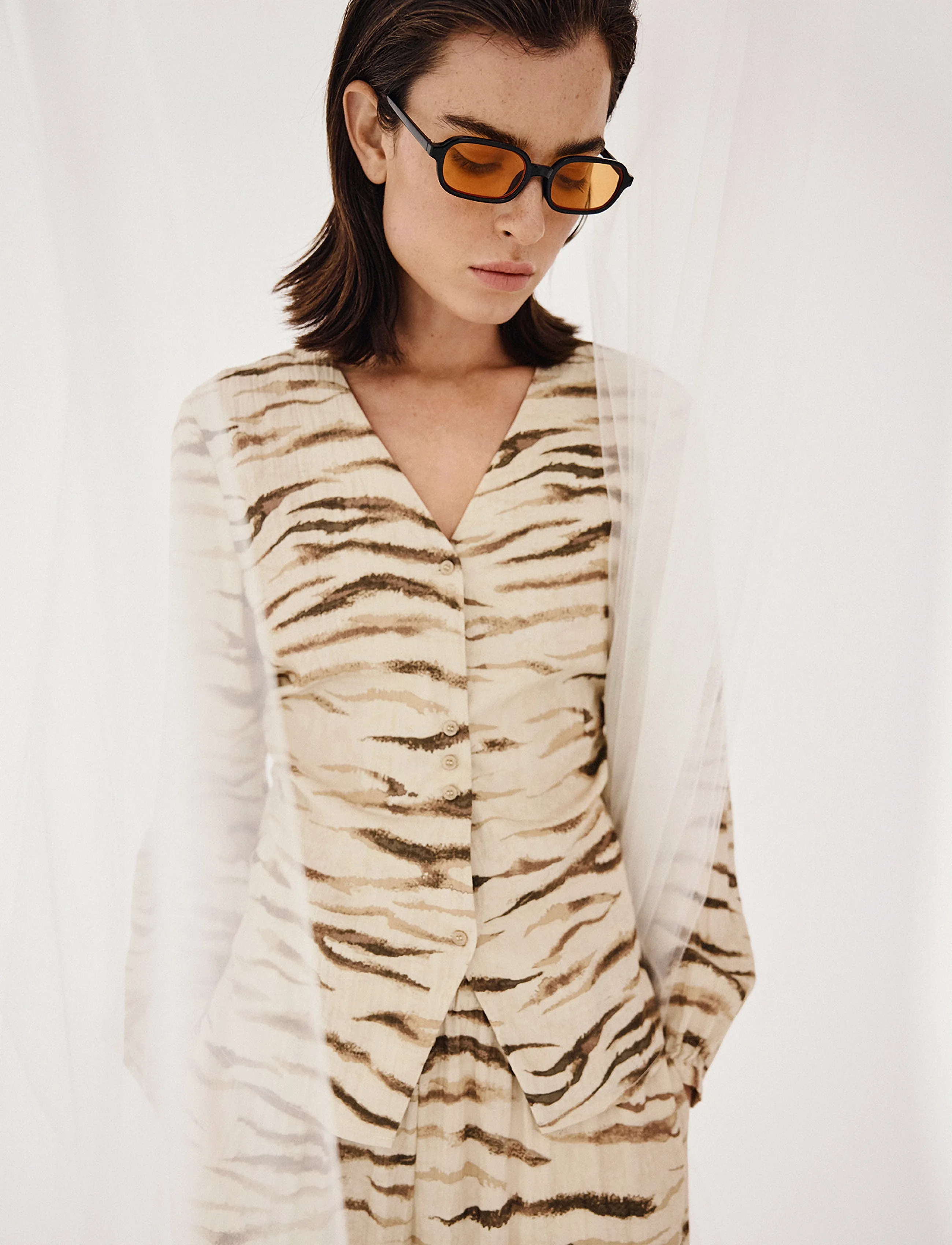 MSCH Copenhagen MSCHTania Shirt AOP - Skjortor - OATMEAL ZEBRA / beige