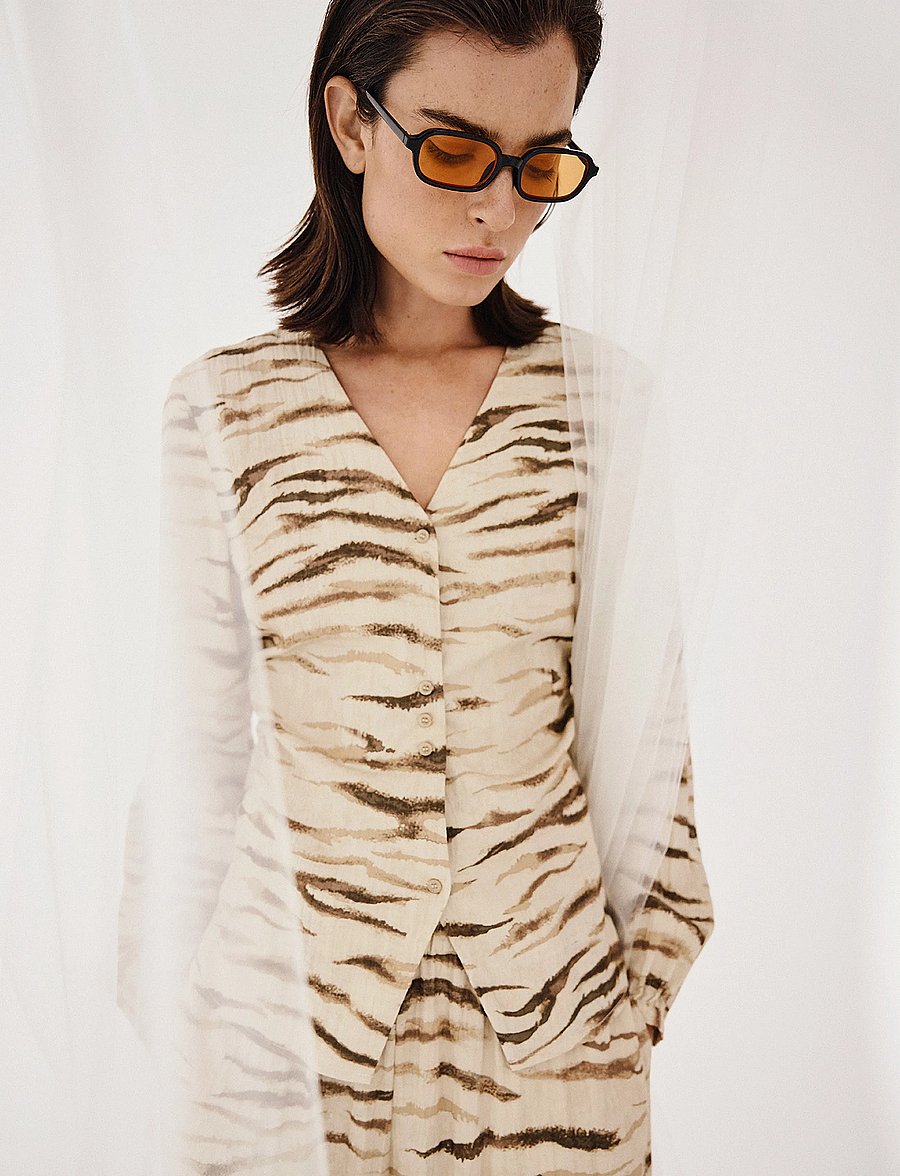 MSCH Copenhagen - MSCHTania Shirt AOP - langärmlige hemden - oatmeal zebra - 0
