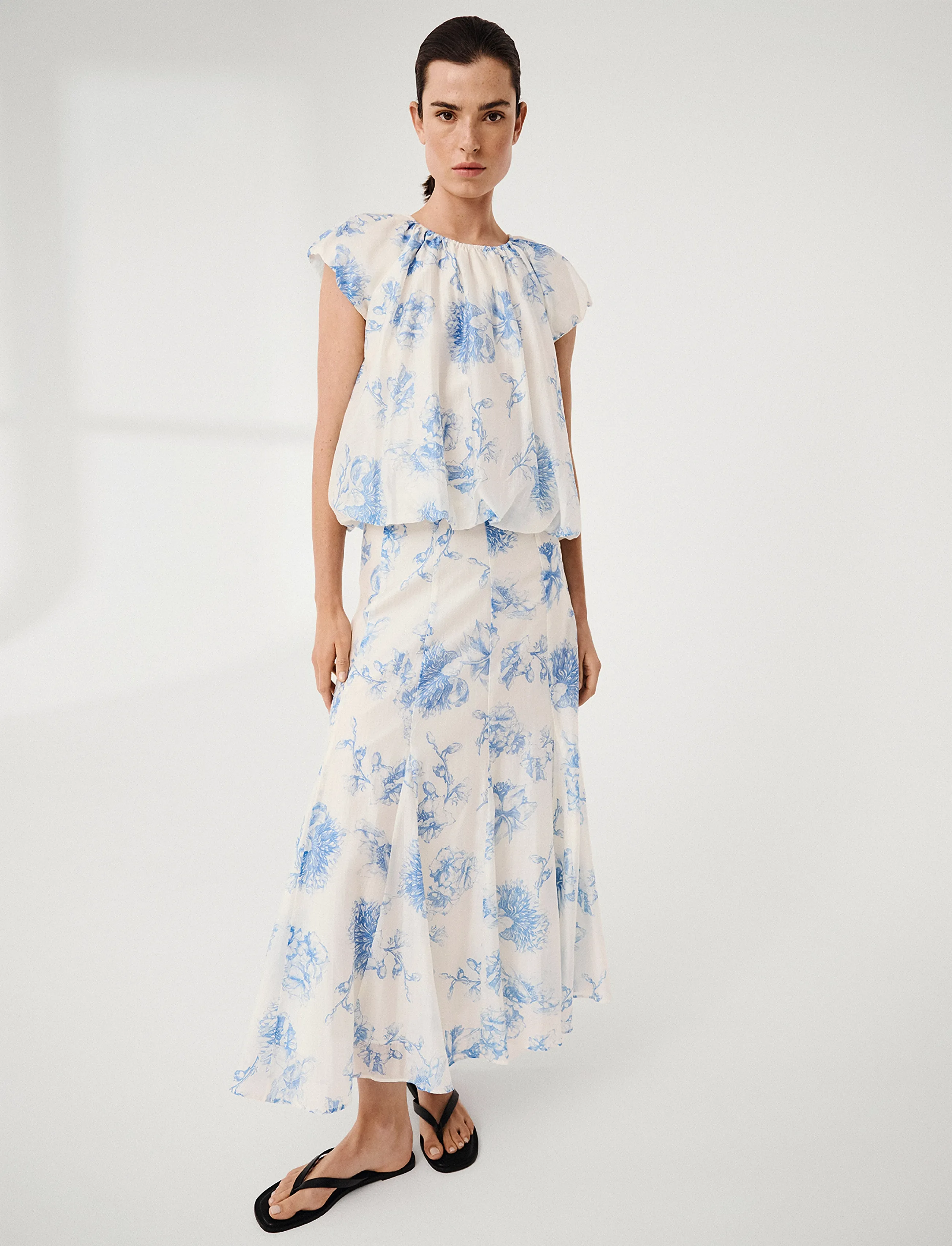 MSCH Copenhagen Mschevangelia Ss Top Aop, S, Blue, Bluser > Kortærmede, Dame