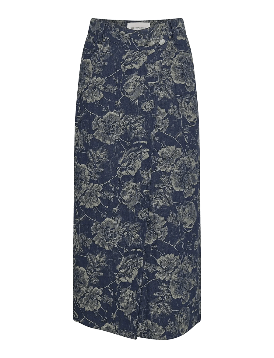 MSCH Copenhagen - MSCHTita Skirt - midi nederdele - mid blue flower - 0