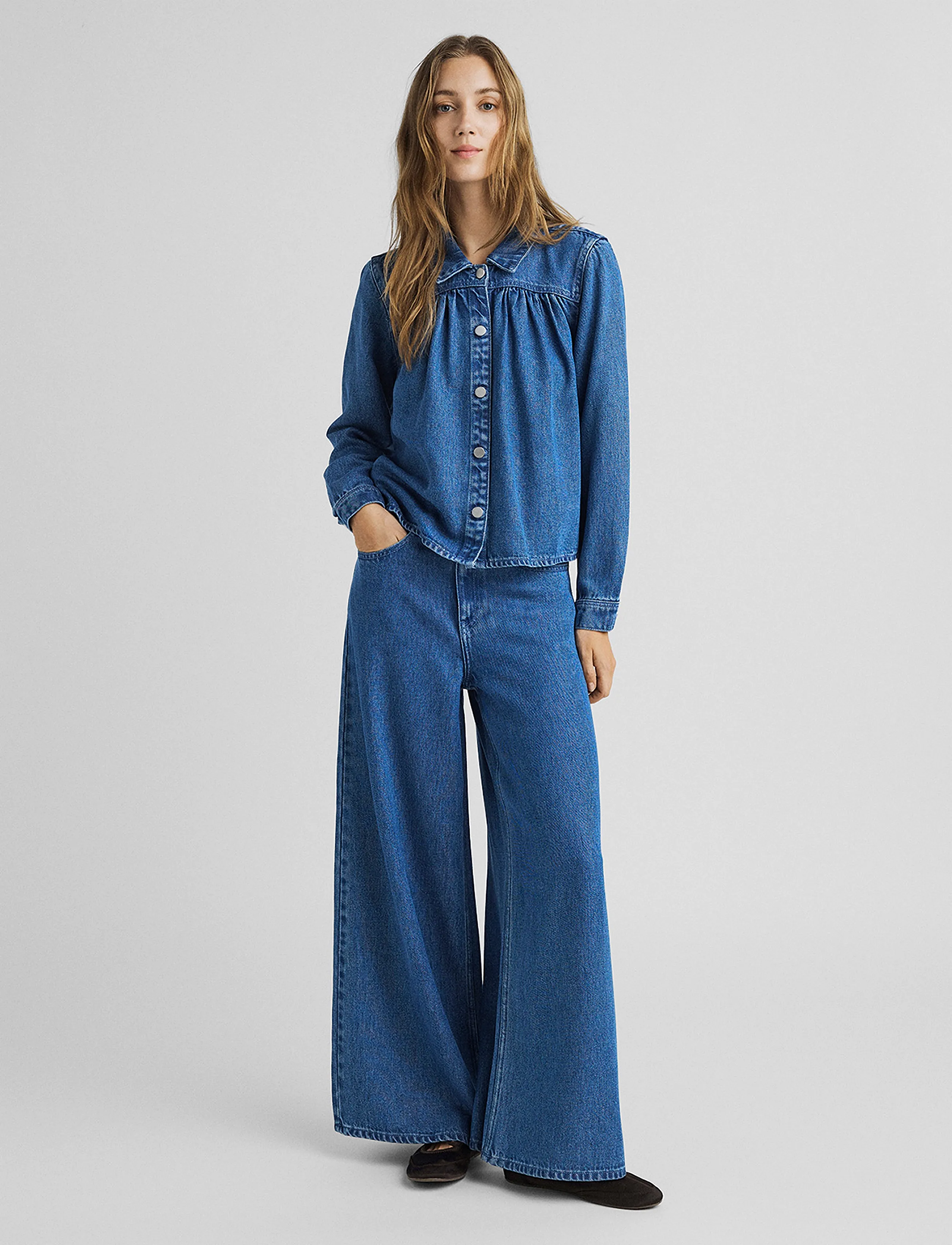 MSCH Copenhagen MSCHAgo Rue Wide Pants Long - Vida jeans - MID BLUE WASH / blue