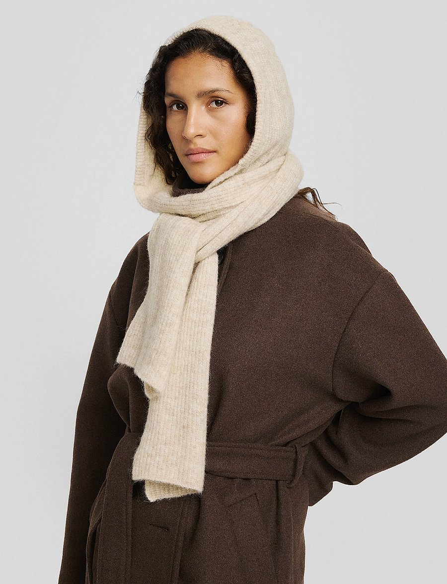 MSCH Copenhagen - MSCHBondie Hope Hood Scarf Key - halsdukar - oatmeal melange - 0