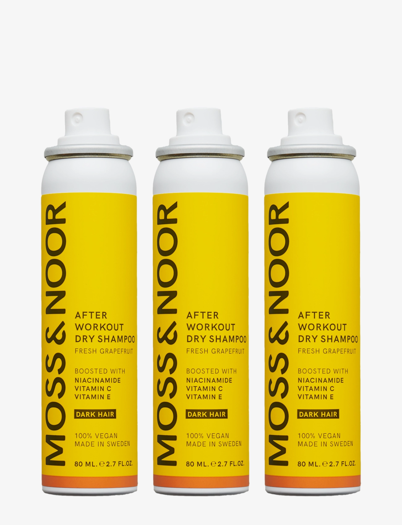 MOSS & NOOR After Workout Dry Shampoo Dark Hair Pocket Size Fresh Grapefruit 3 Pack, Tørshampoo, Nude, Str: ONE SIZE