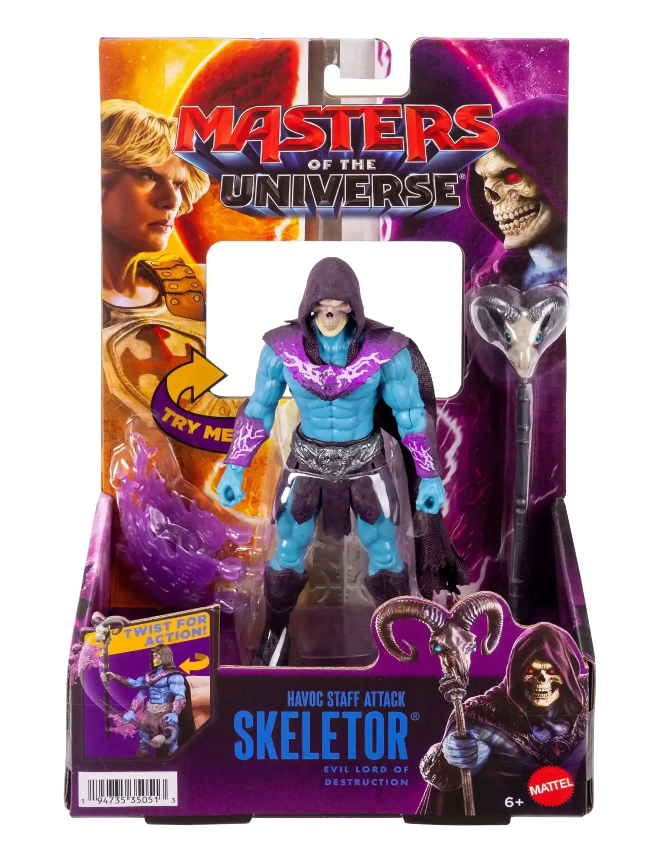Motu - Skeletor Havoc Staff Attack Feature Figure, 5.5 Inch Twist & Release Toy - varoņu figūras - multicolor - 1