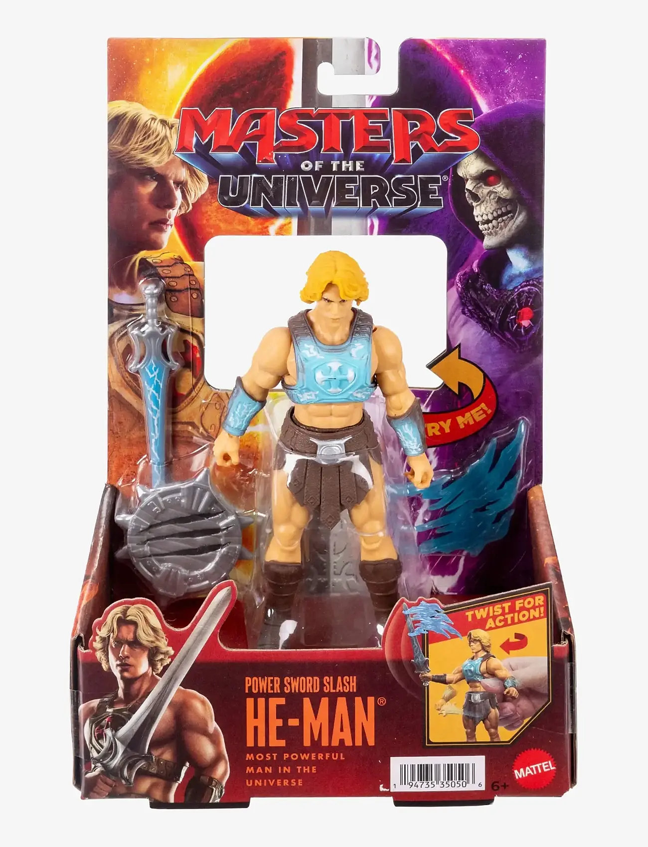 Motu - He-Man Power Sword Slash Feature Figure Toy, 5.5 Inch Twist & Release Action - actionfigurer - multicolor - 1