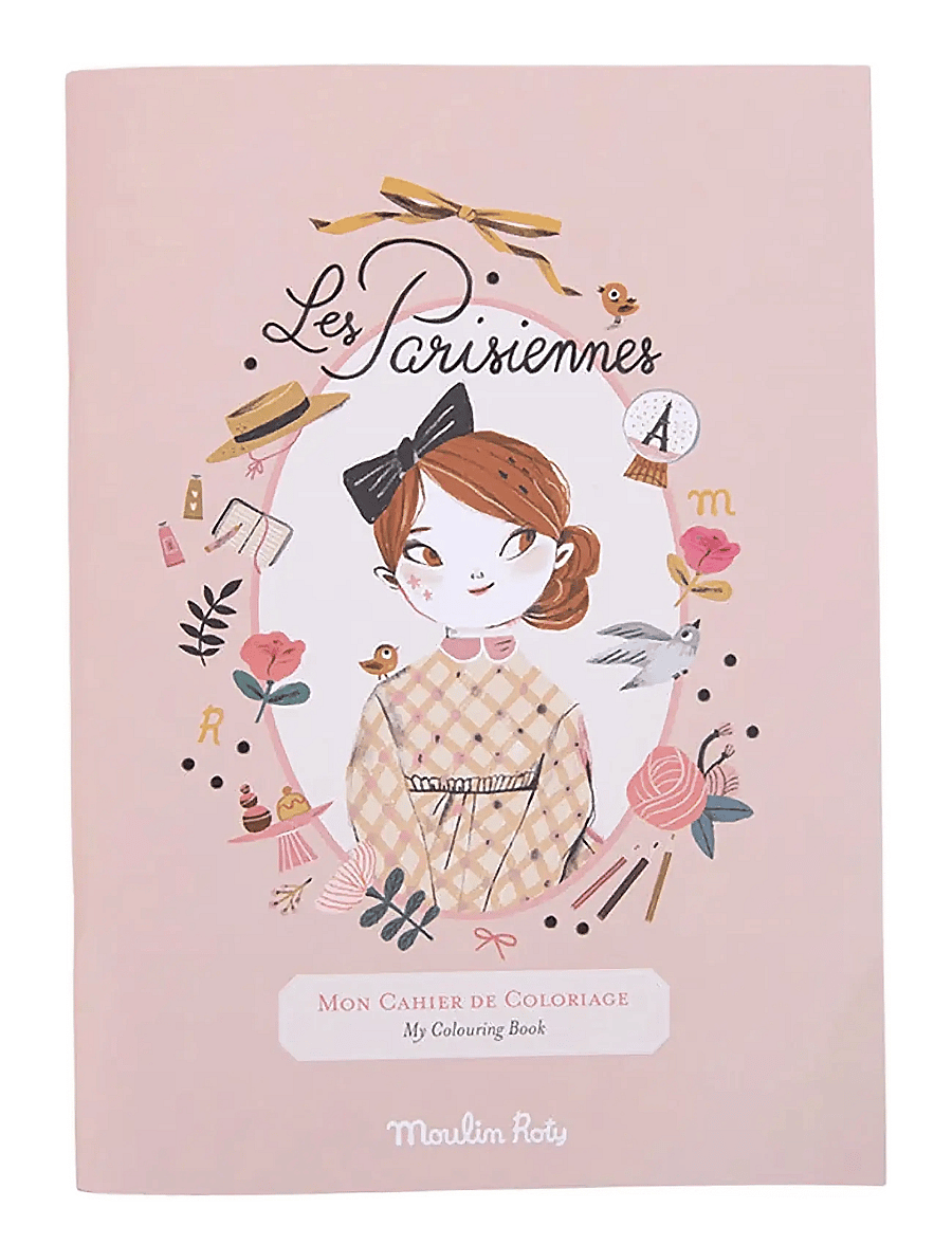 Moulin Roty - Colouring Book 36 pages - Les Parisiennes - målar- & pysselböcker - pink - 0