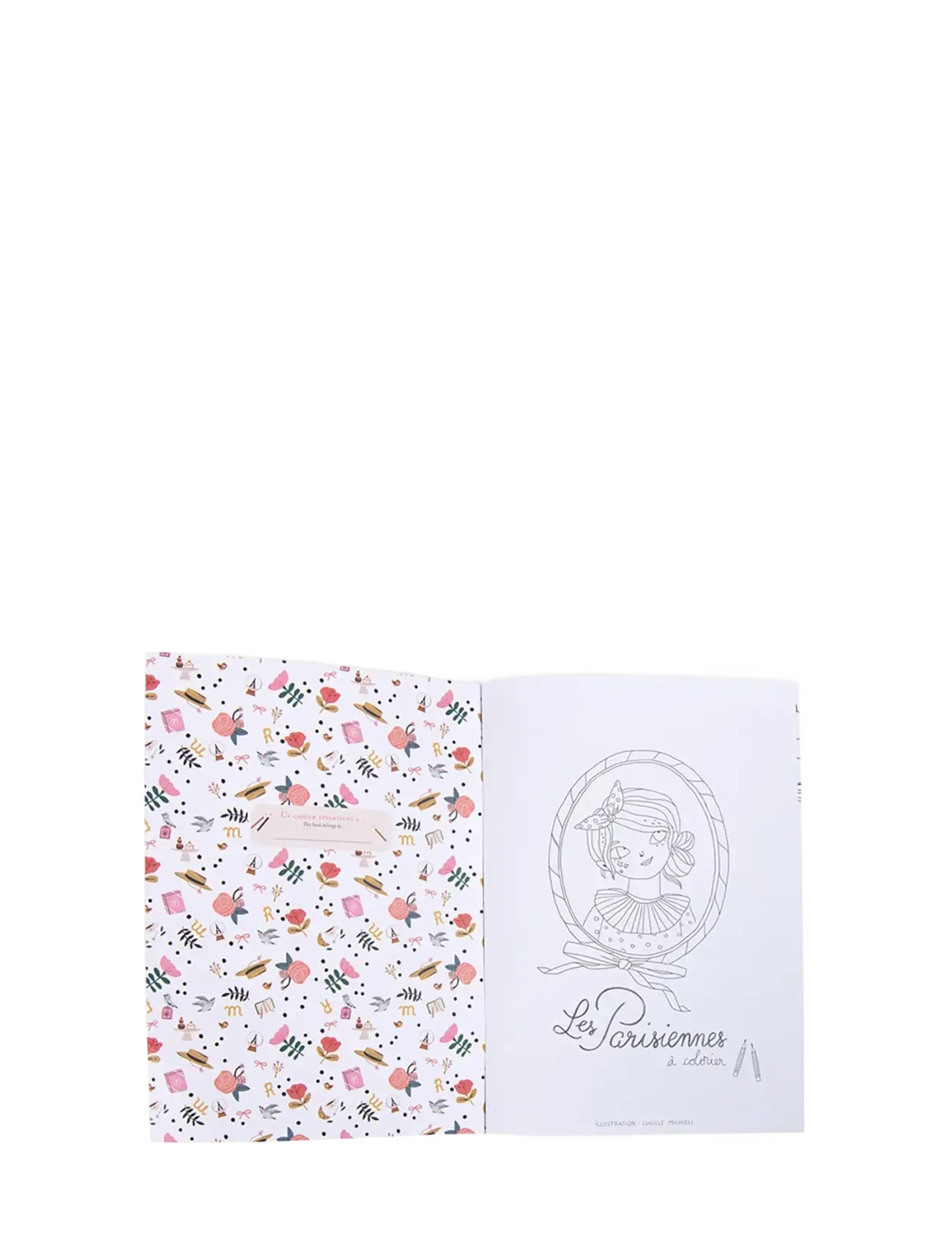 Moulin Roty - Colouring Book 36 pages - Les Parisiennes - steam-leikföng - pink - 1
