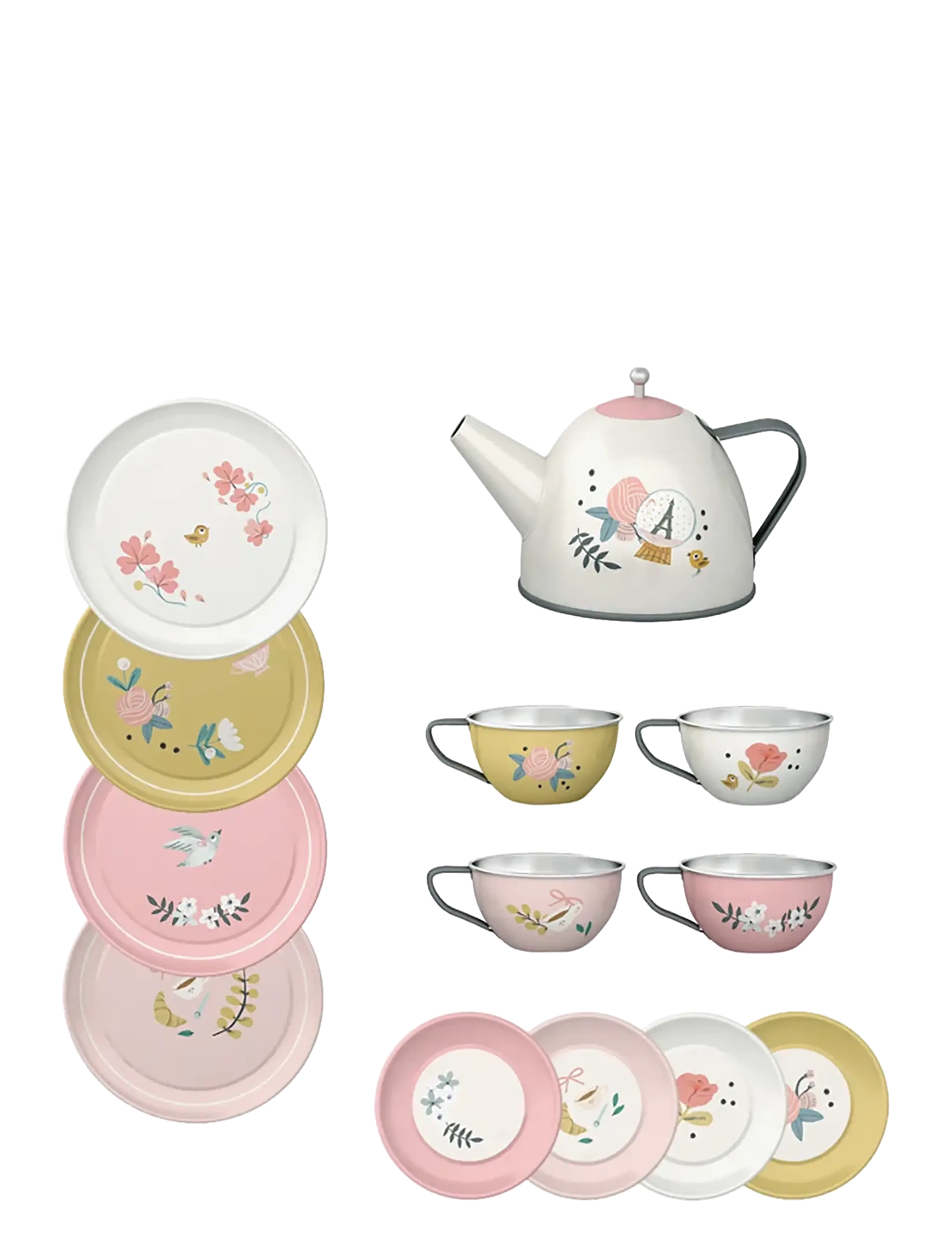 Moulin Roty - Tea Set in Carry Case 14 pcs - Les Parisiennes - kaffi- og tesett - pink - 1