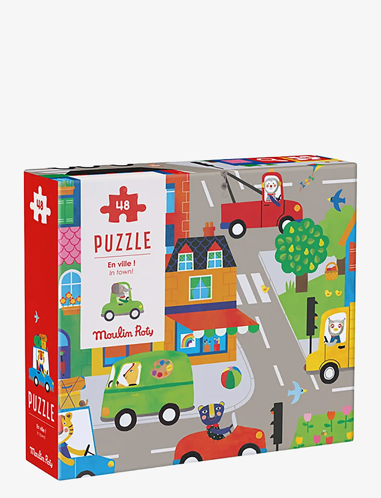 Moulin Roty - Puzzle 48 pcs - In Town - Les Popipop - klassiske puslespil - multi - 1