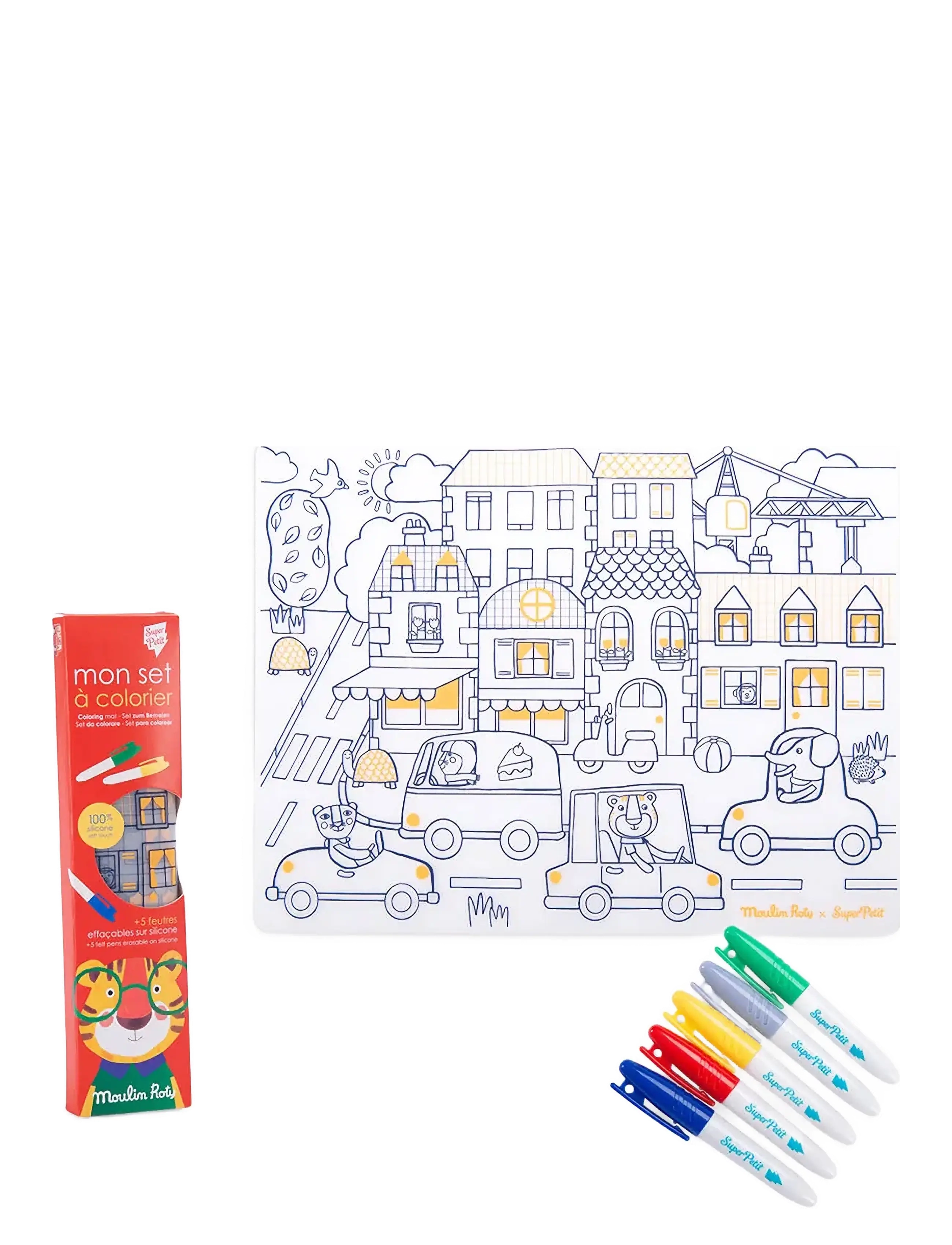 Moulin Roty Silicone Colouring Set Les Popipop, Børn, Coloring & Craft Books, Multi/mønstret, Str: ONE SIZE
