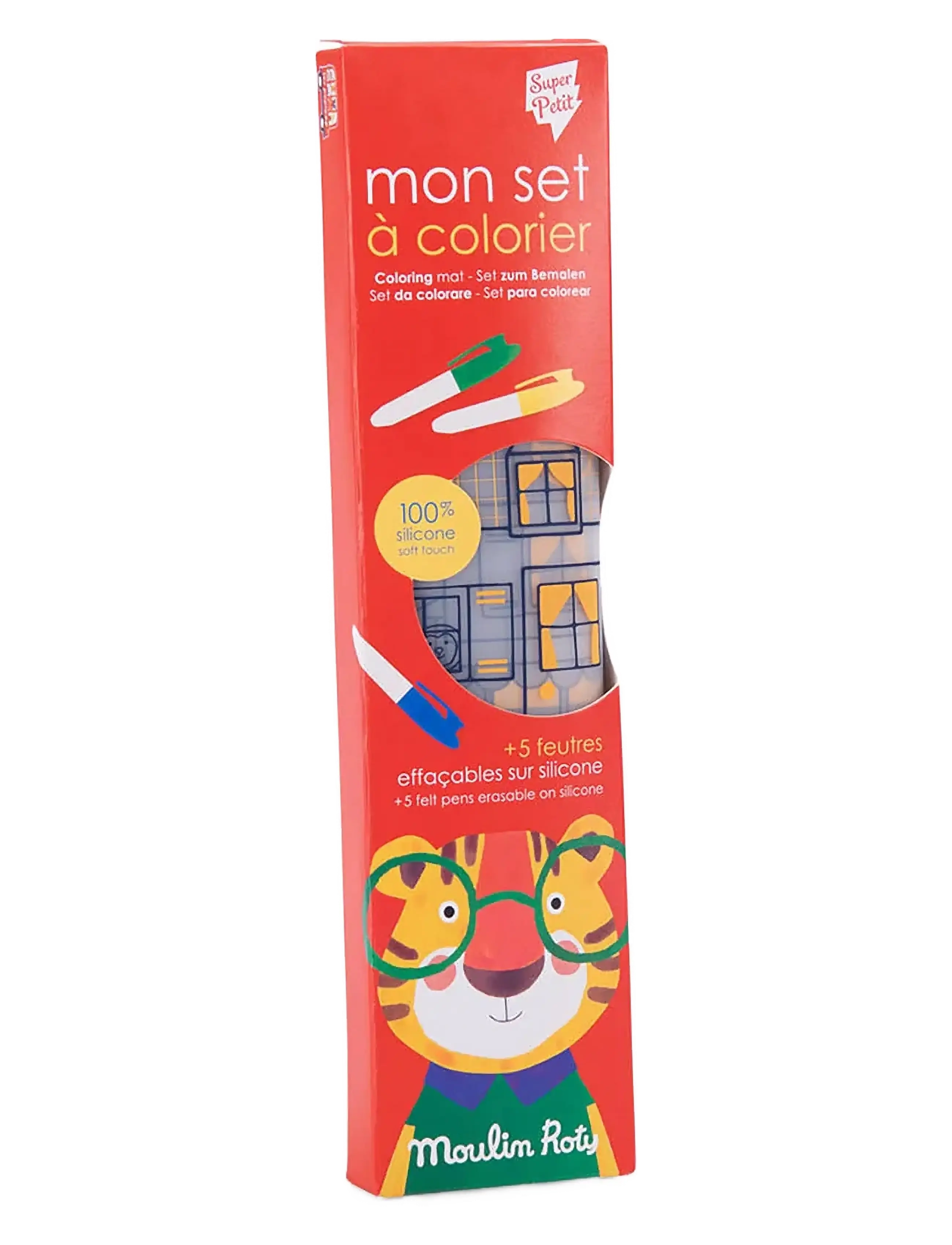 Moulin Roty - Silicone Colouring Set - Les Popipop - målar- & pysselböcker - red - 3