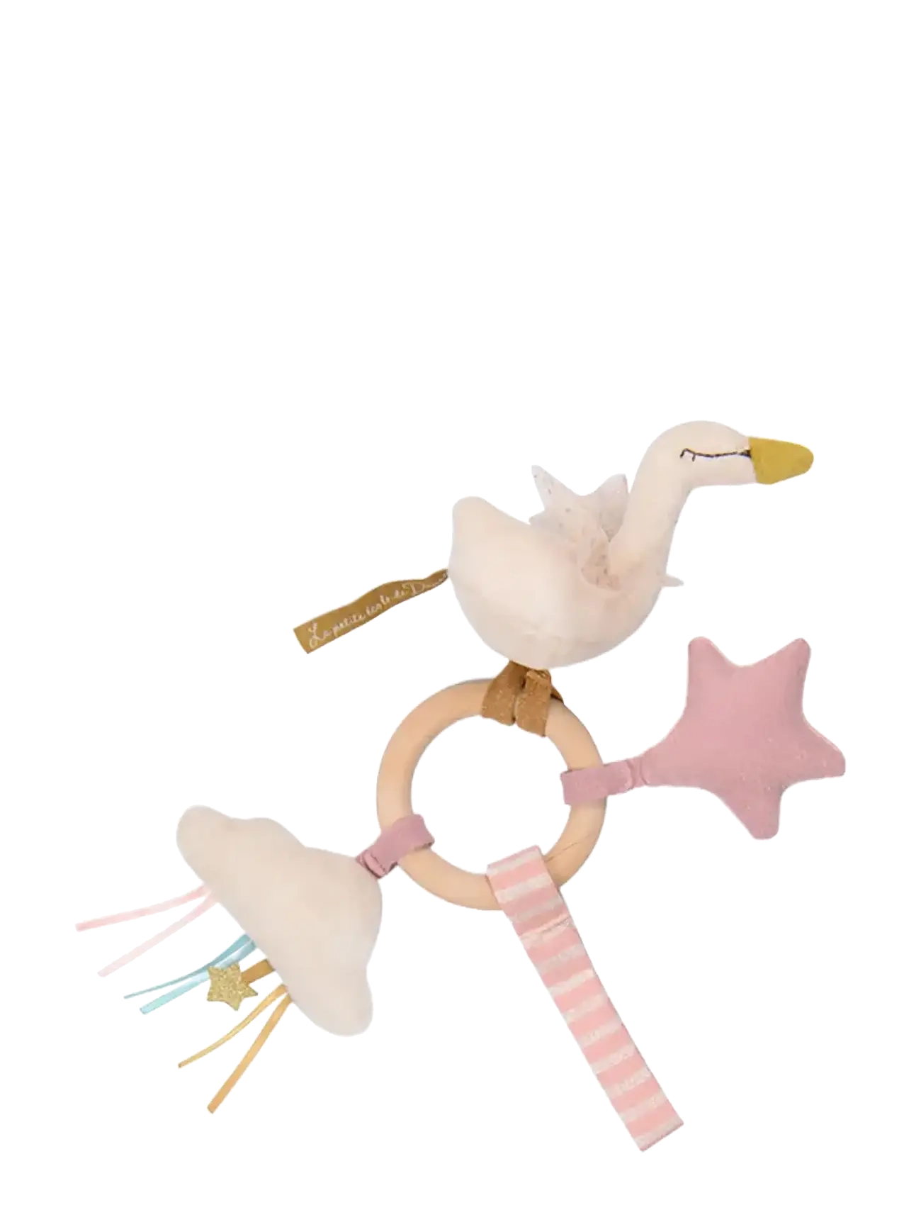 Moulin Roty Ring Rattle - Swan - Wood - La Petite Ecole De Danse, One Size, Multi/patterned, Baby Legetøj > Rattles, Børn