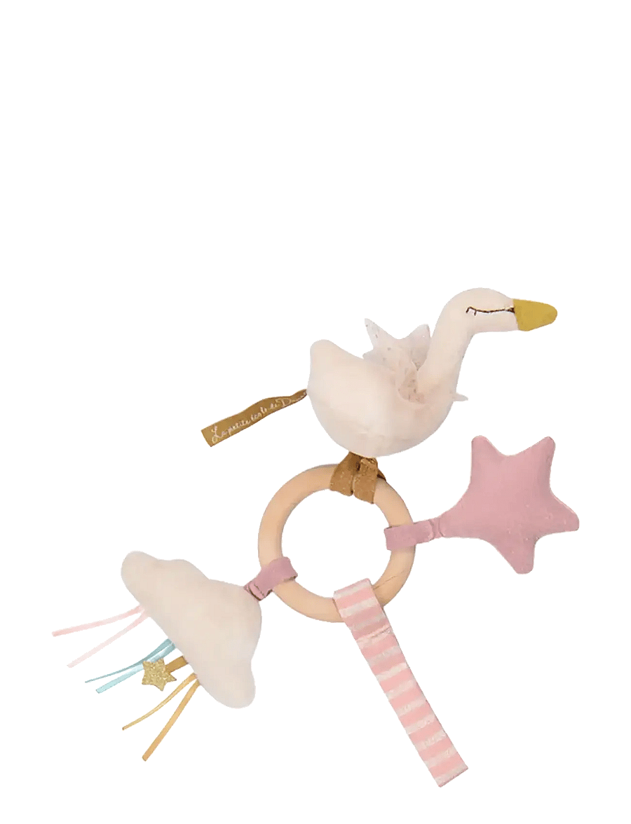 Moulin Roty - Ring Rattle - Swan - Wood - La Petite Ecole de Danse - skallror - pink - 0