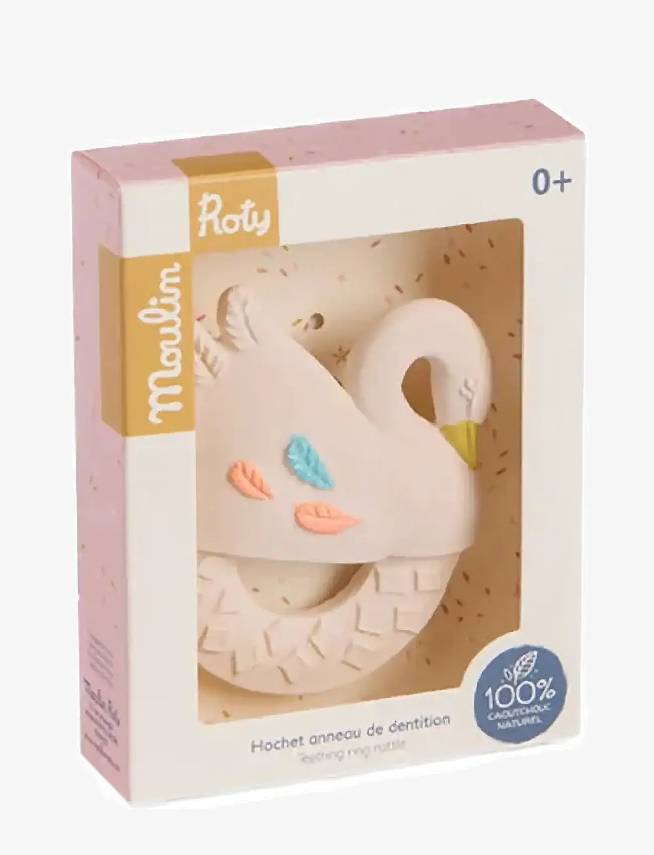 Moulin Roty - Teether - Rubber Swan - La Petite Ecole de Danse - teething toys - pink - 1