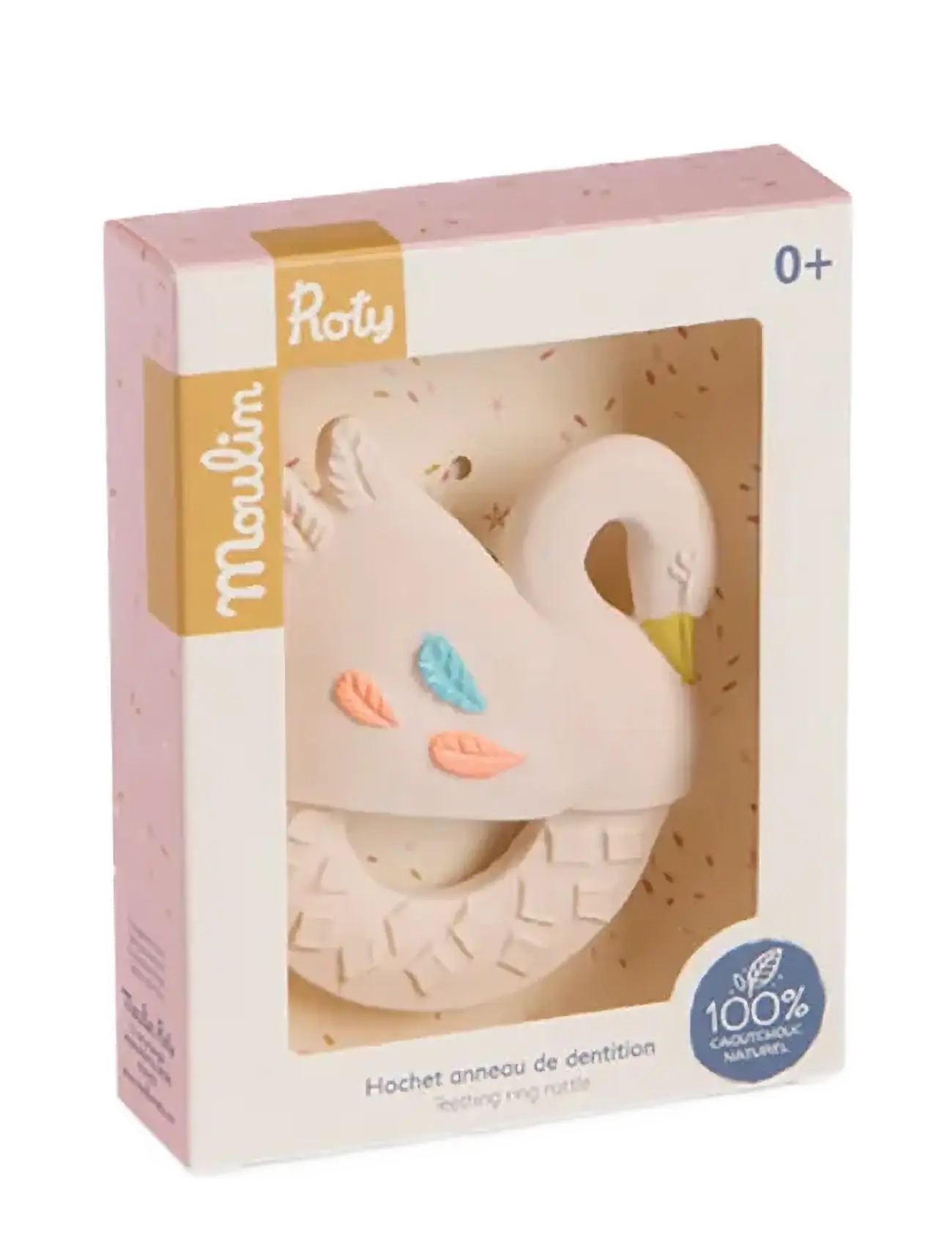 Moulin Roty - Teether - Rubber Swan - La Petite Ecole de Danse - bidelegetøj - pink - 1
