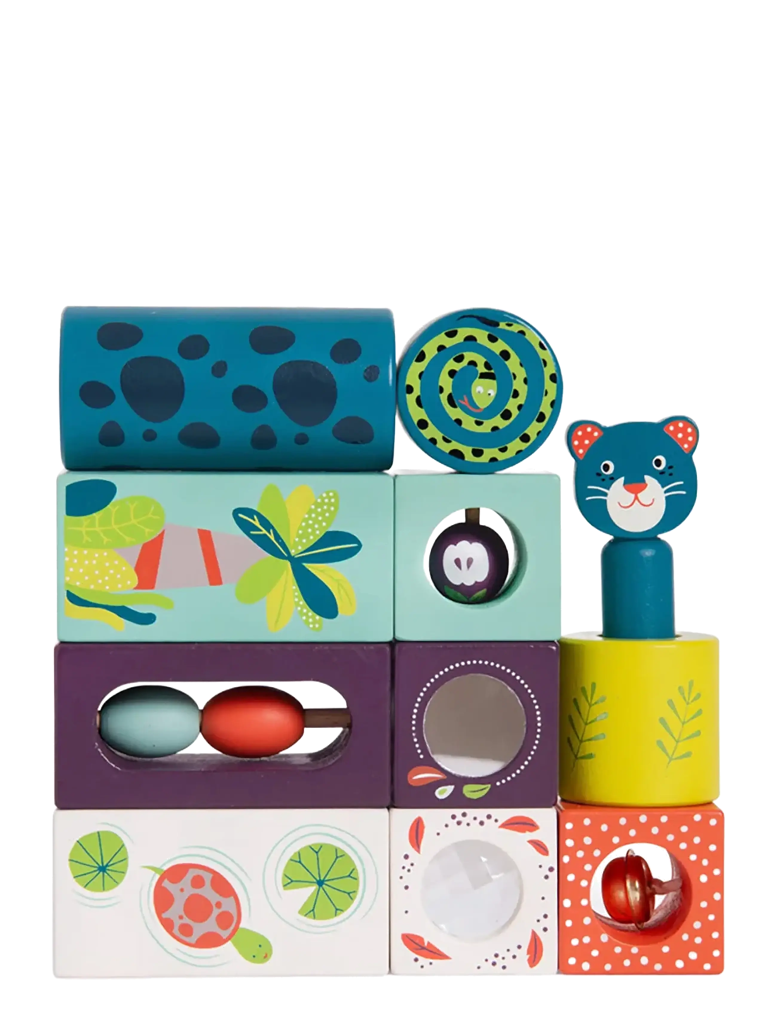 Moulin Roty Stack-Up Activity Cubes Dans La Jungle, Børn, Stackable Blocks, Multi/mønstret, Str: ONE SIZE